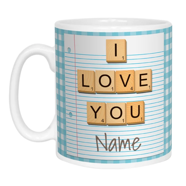 I love you - Wooden Letters Personalised Mug - Image 2