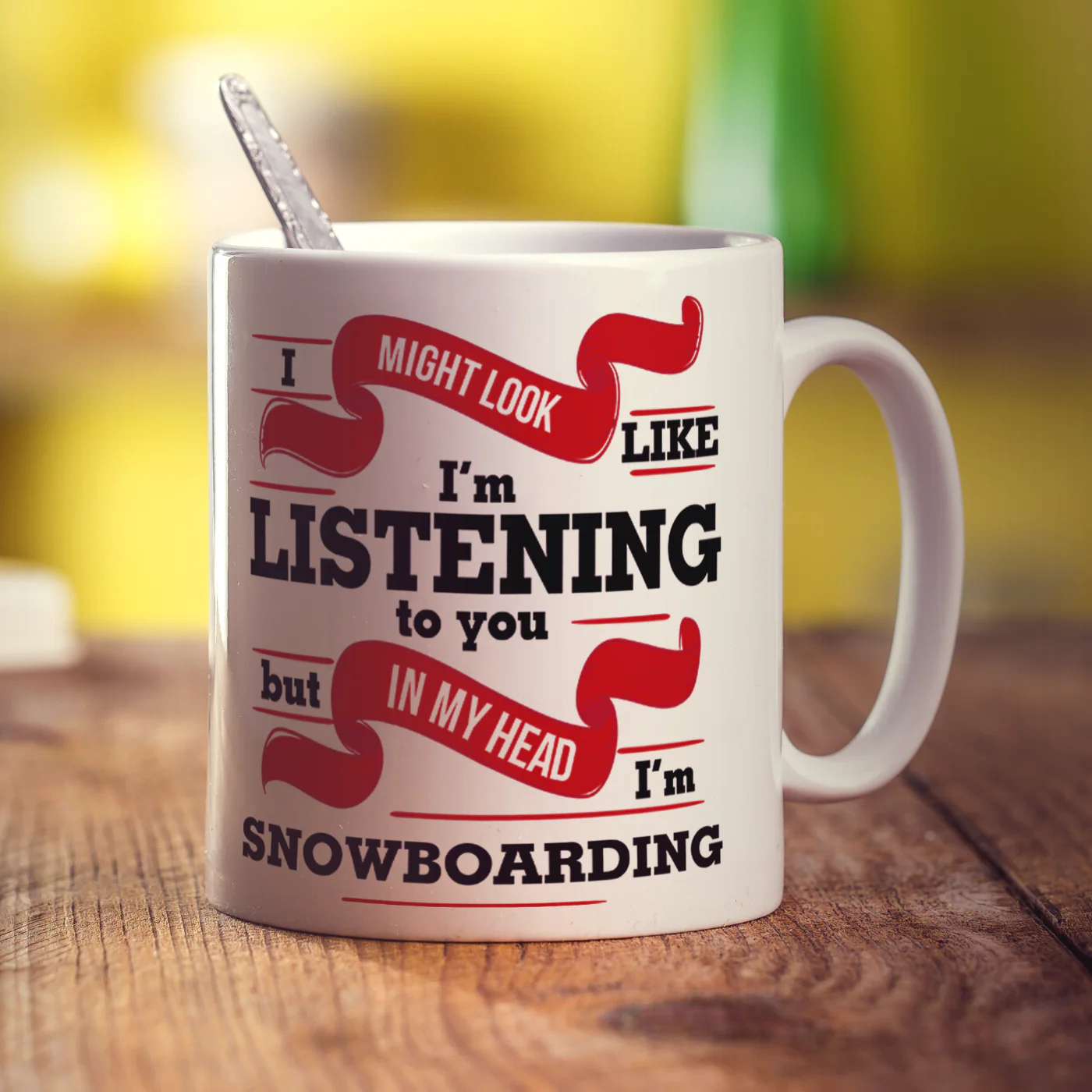 I Might Look Like I'm Listening to you But In My Head I'm Snowboarding Mug - Image 3