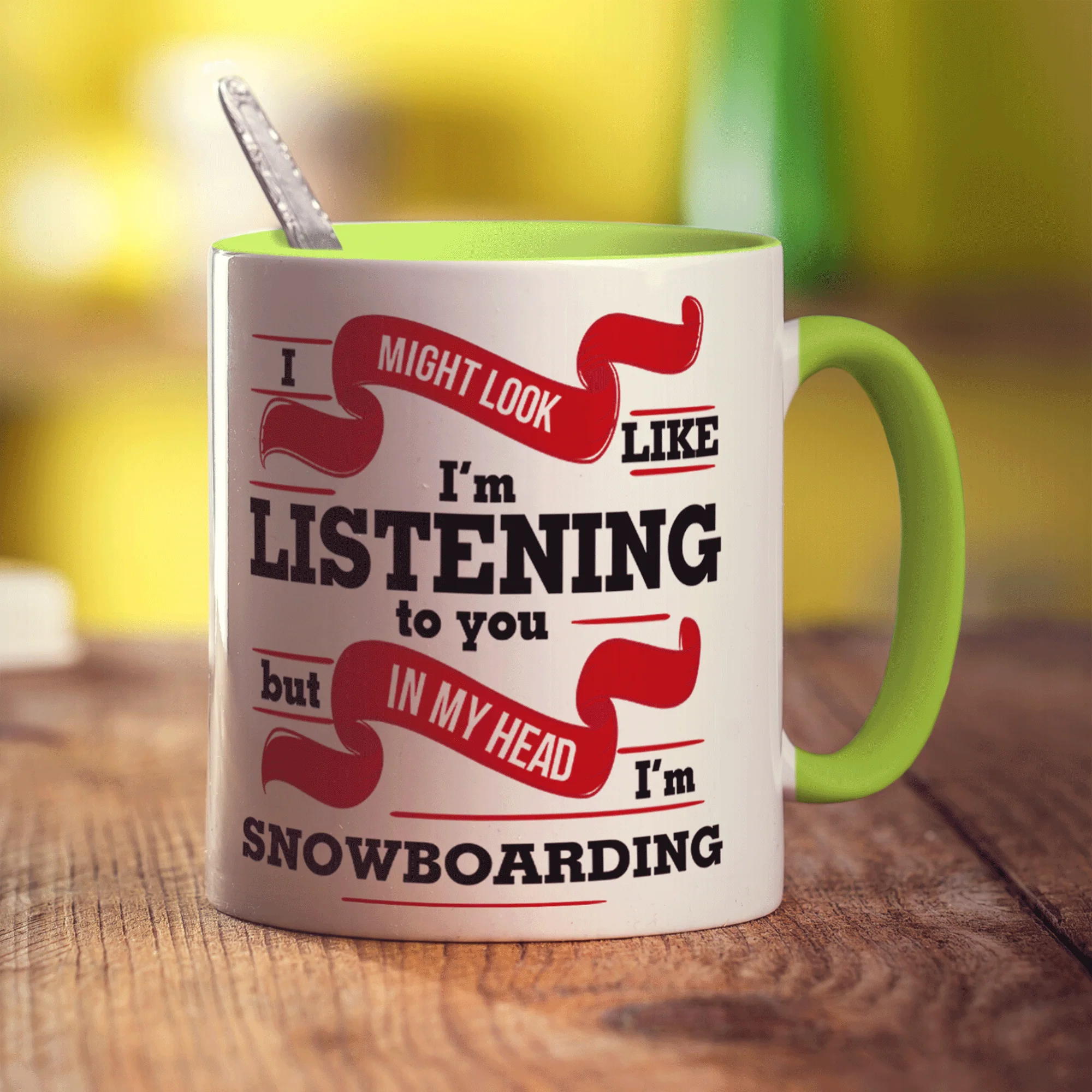 I Might Look Like I'm Listening to you But In My Head I'm Snowboarding Mug - Image 7