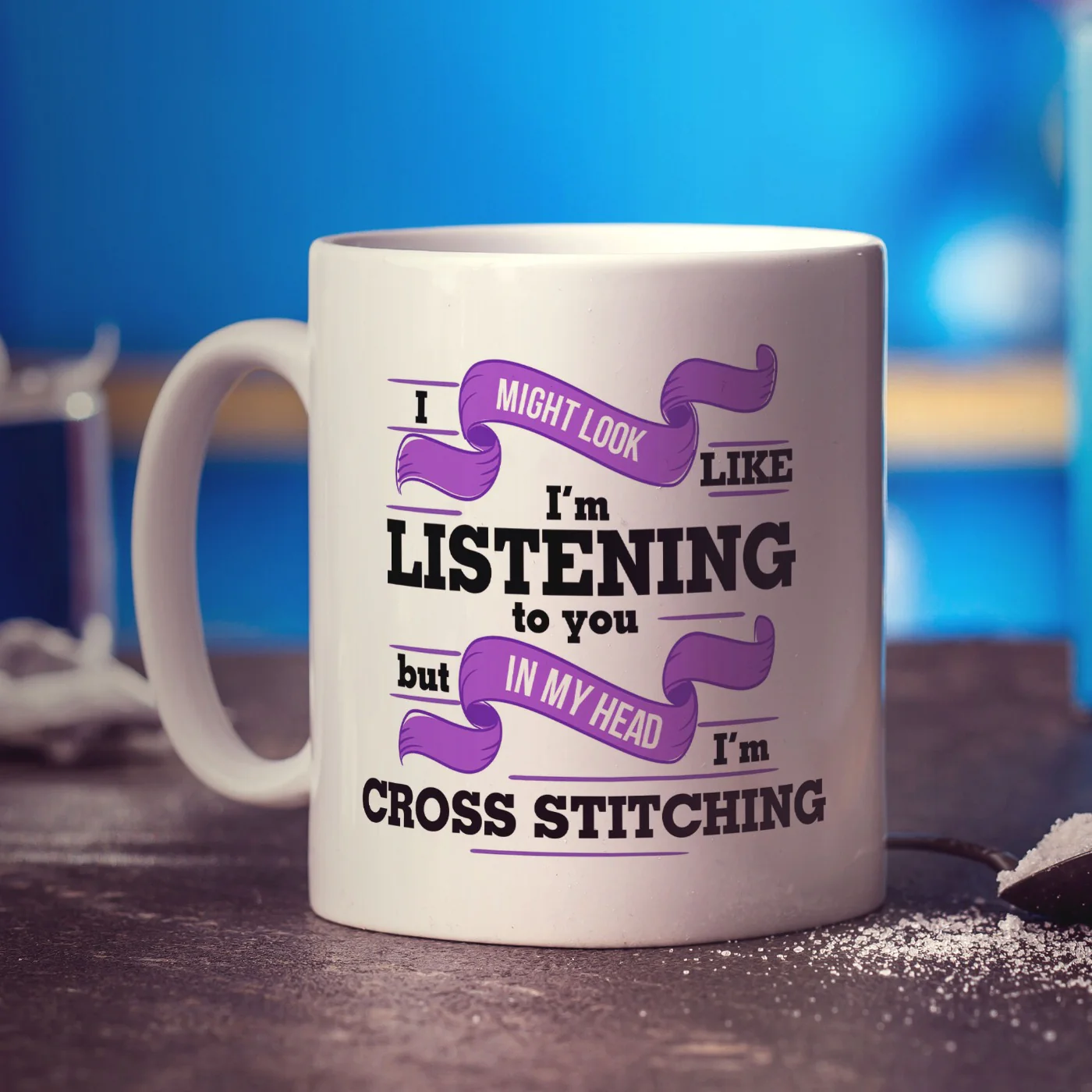 I Might Look Like I'm Working But in My Head I'm Cross Stitching Mug - Image 6