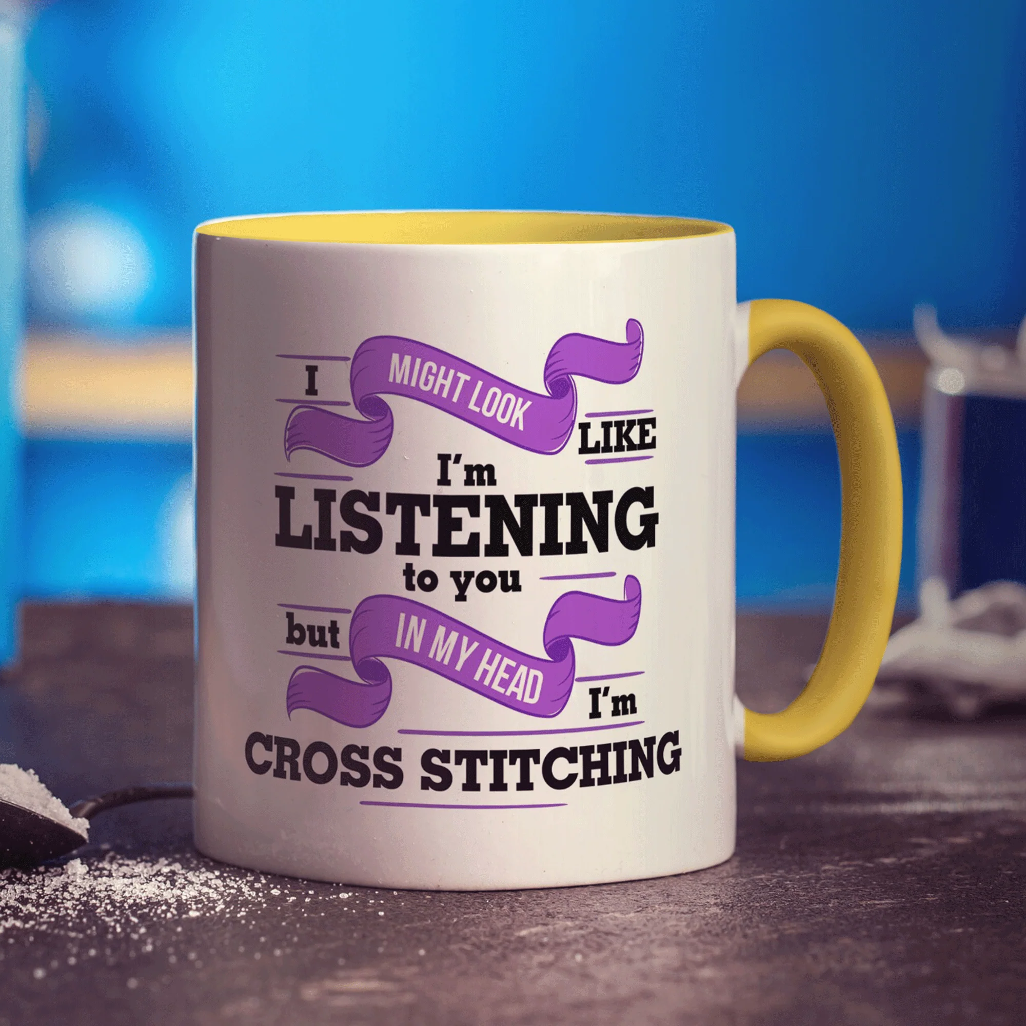 I Might Look Like I'm Working But in My Head I'm Cross Stitching Mug - Image 7