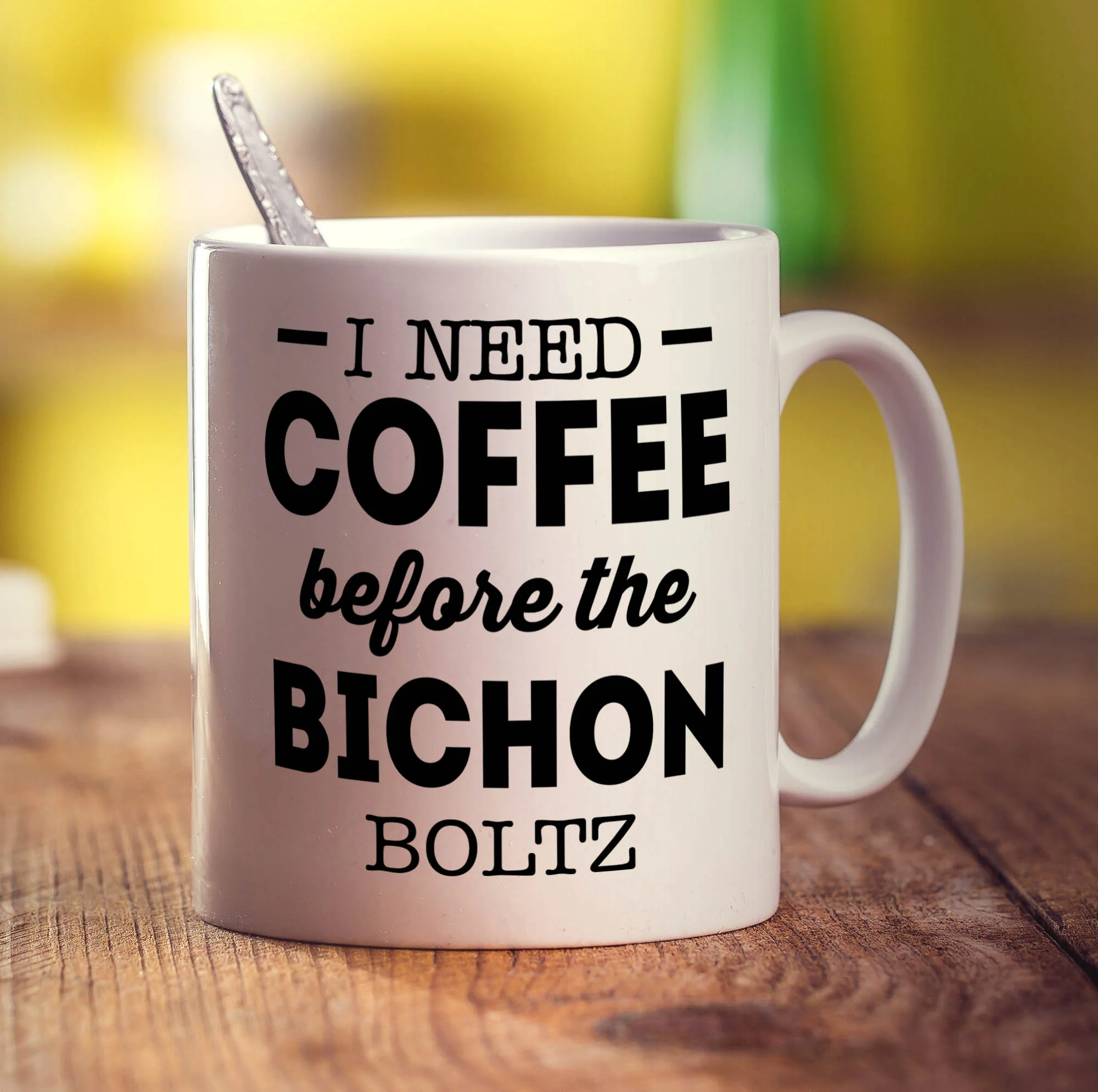 I Need Coffee Before the Bichon Boltz Mug