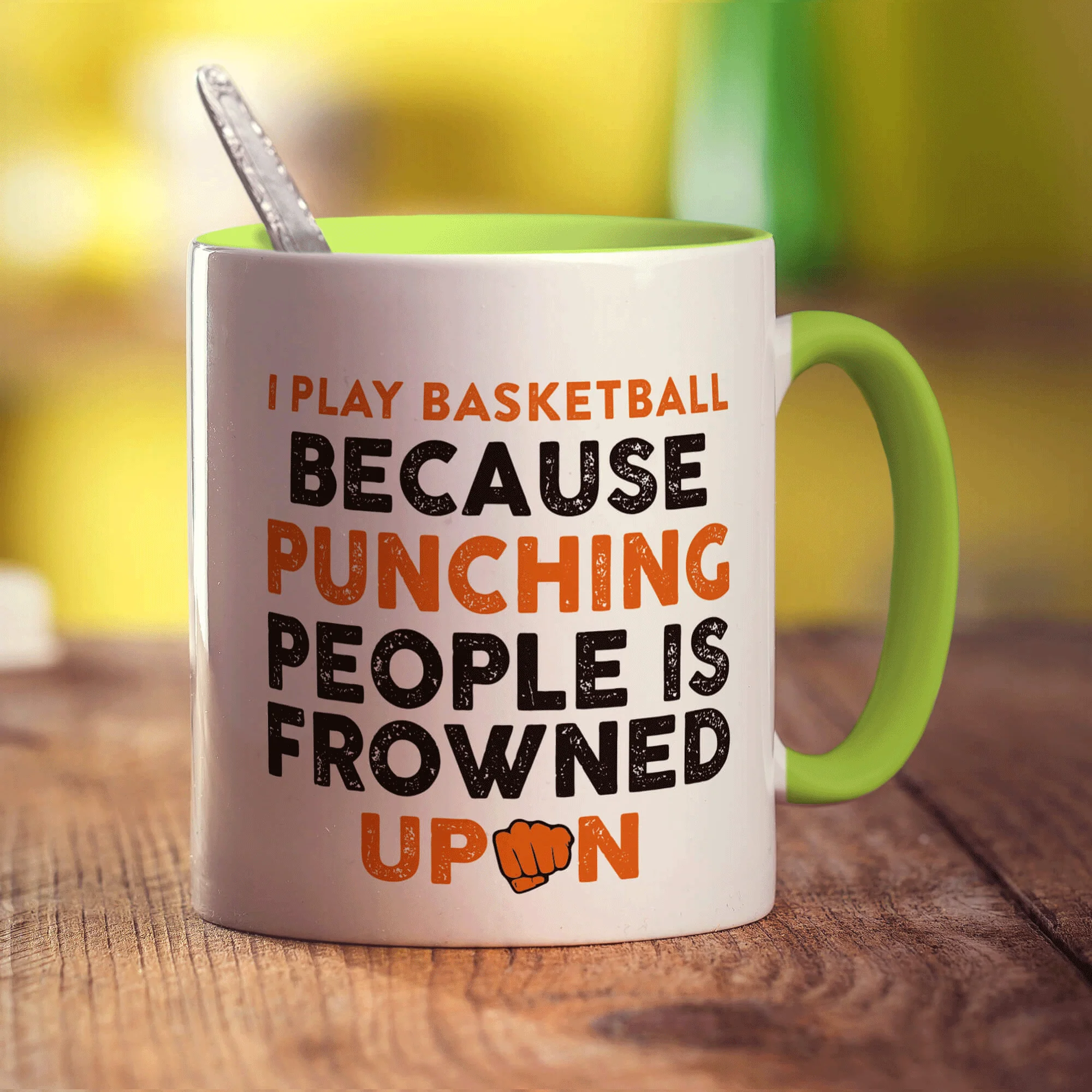 I Play Basketball Because Punching People is Frowned Upon Mug - Image 7