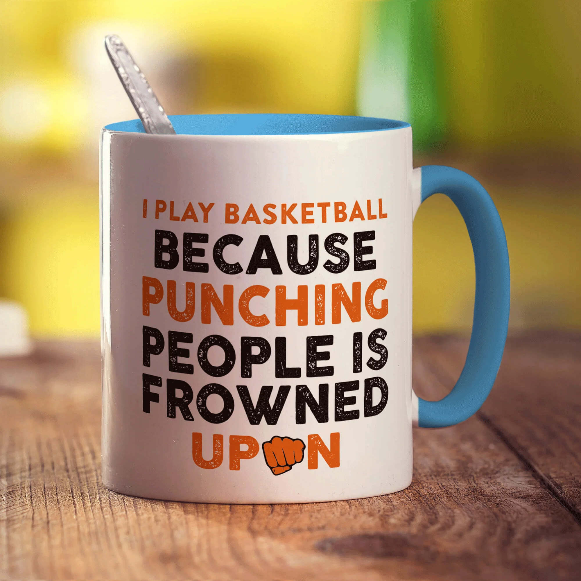 I Play Basketball Because Punching People is Frowned Upon Mug - Image 8