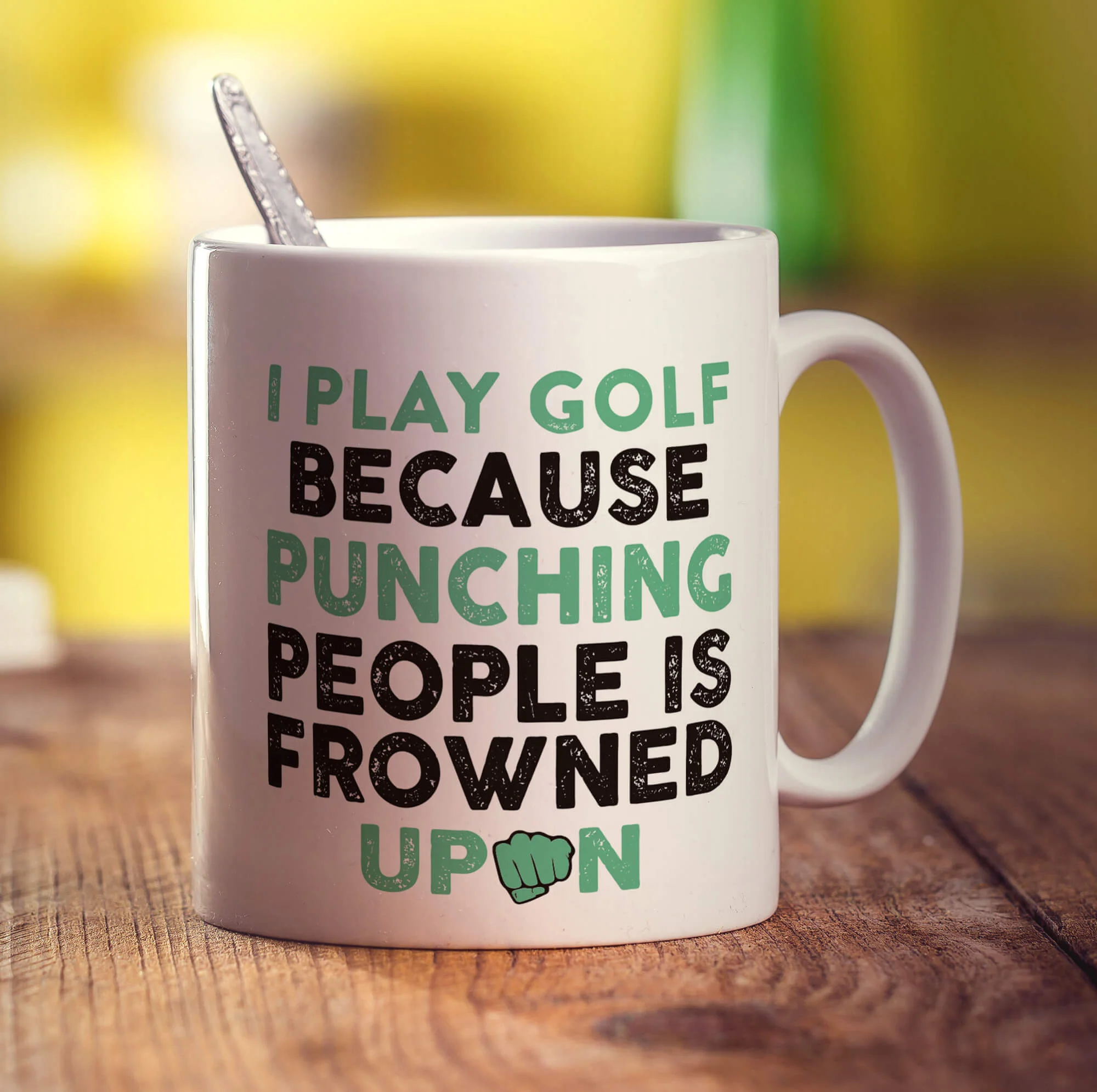 I Play Golf Because Punching People is Frowned Upon Mug - Image 3