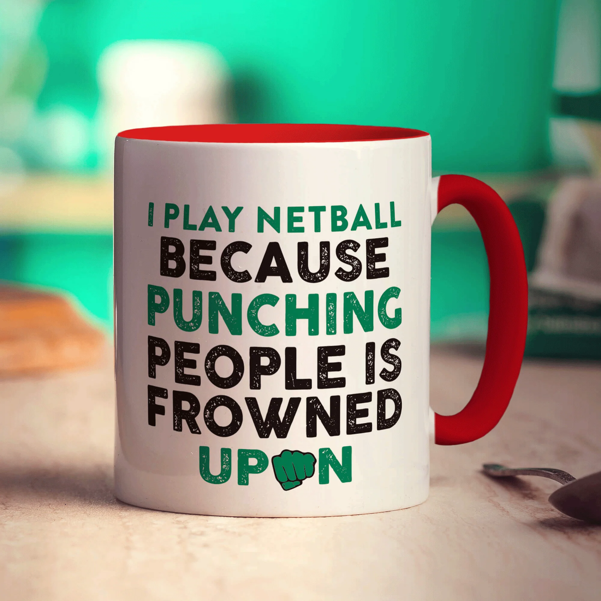 I Play Netball Because Punching People is Frowned Upon Mug - Image 11