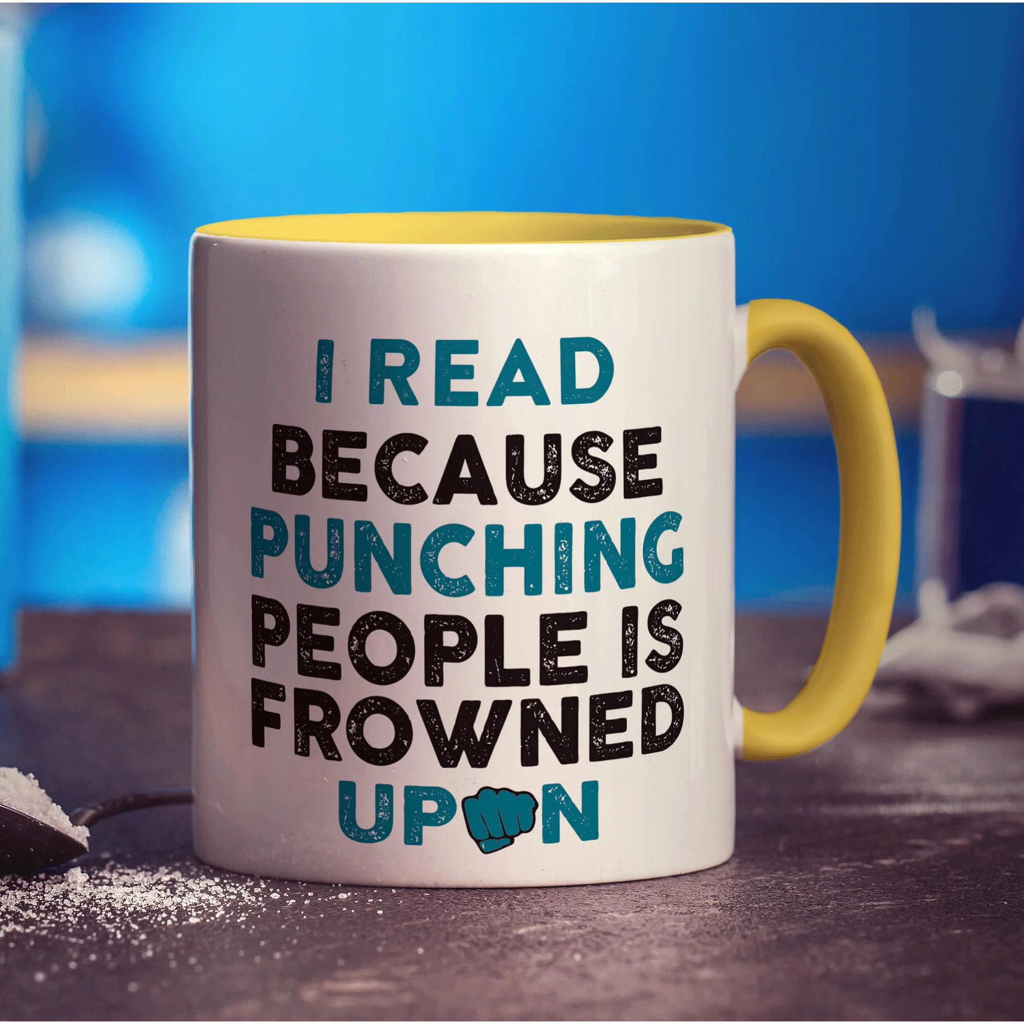 I Read Because Punching People is Frowned Upon Mug - Image 5
