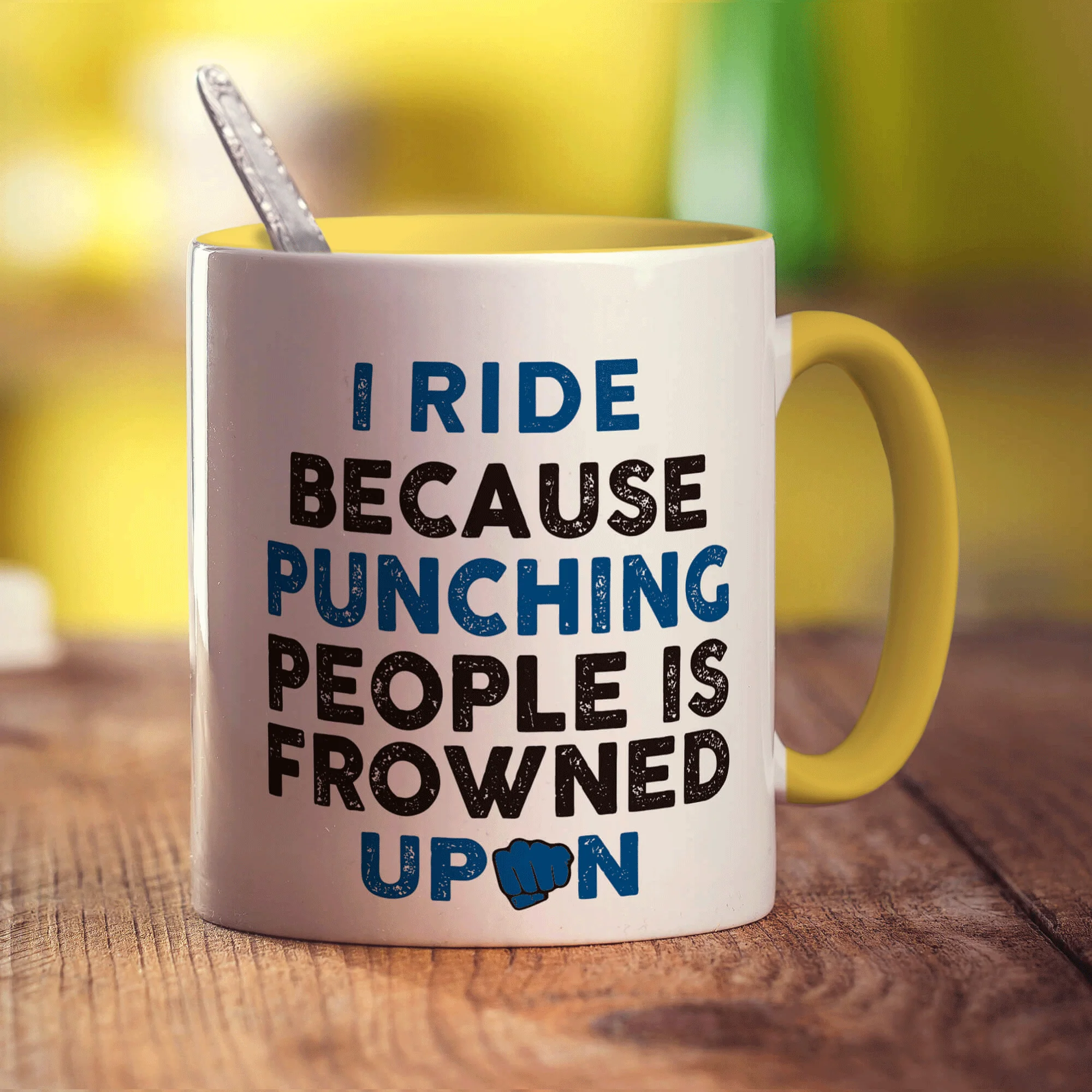 I Ride Because Punching People is Frowned Upon Mug - Image 5