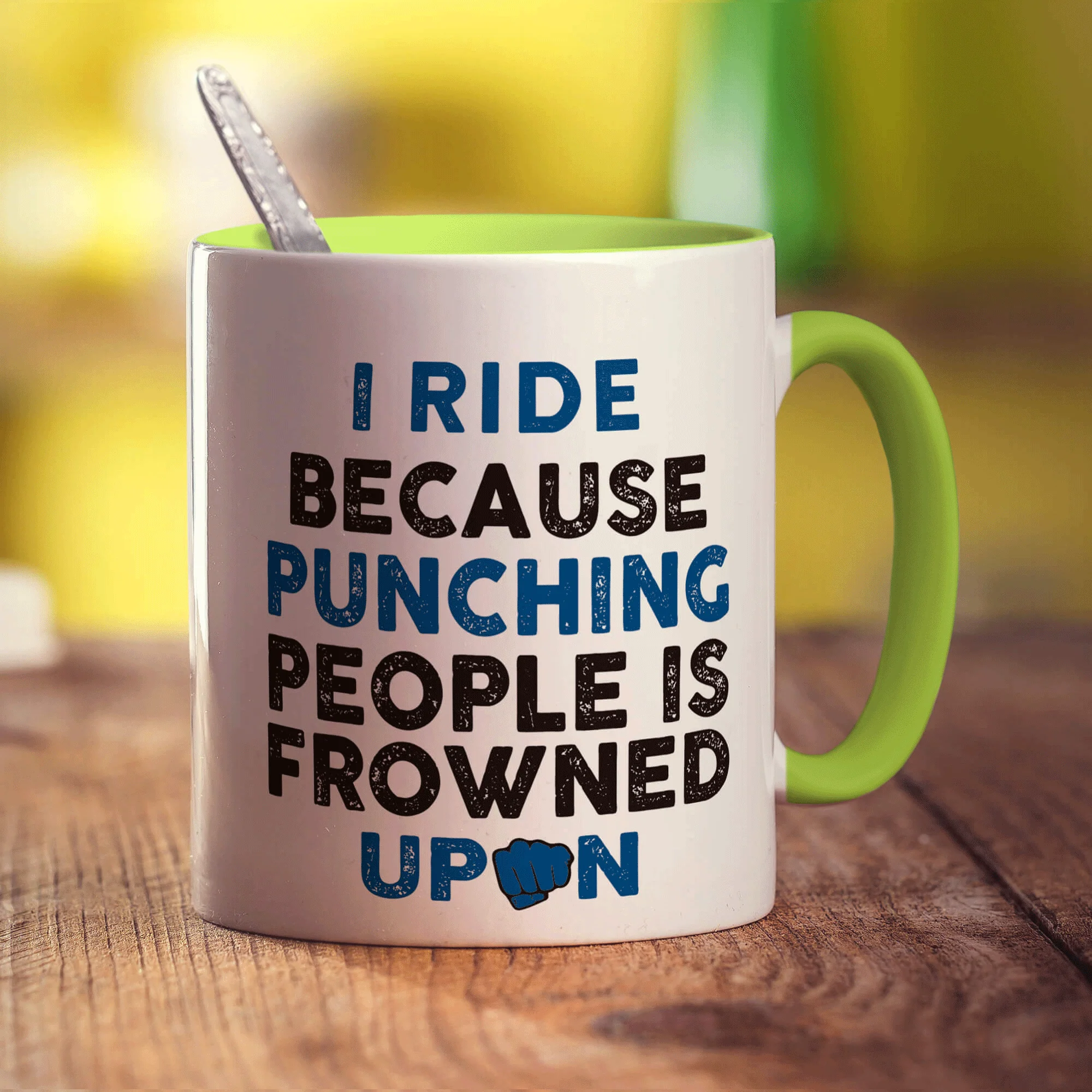I Ride Because Punching People is Frowned Upon Mug - Image 7