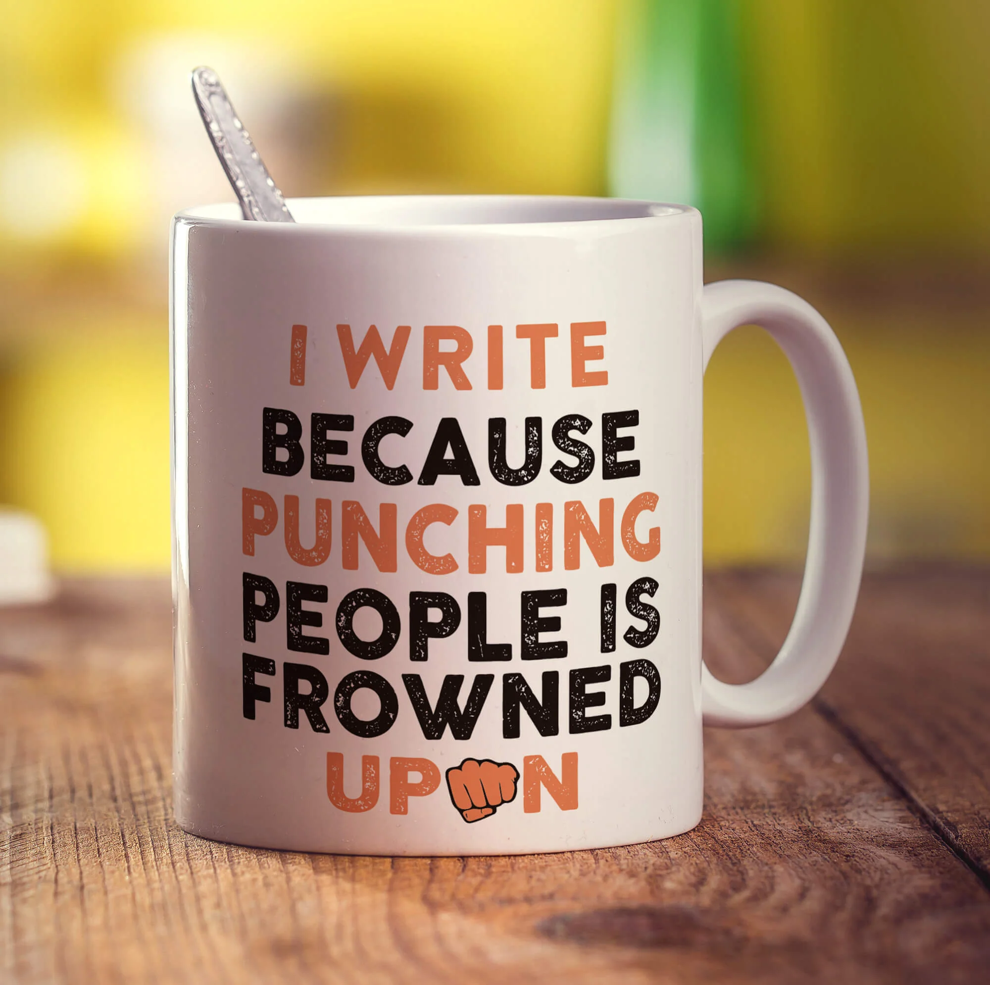 I Write Because Punching People is Frowned Upon Mug - Image 3