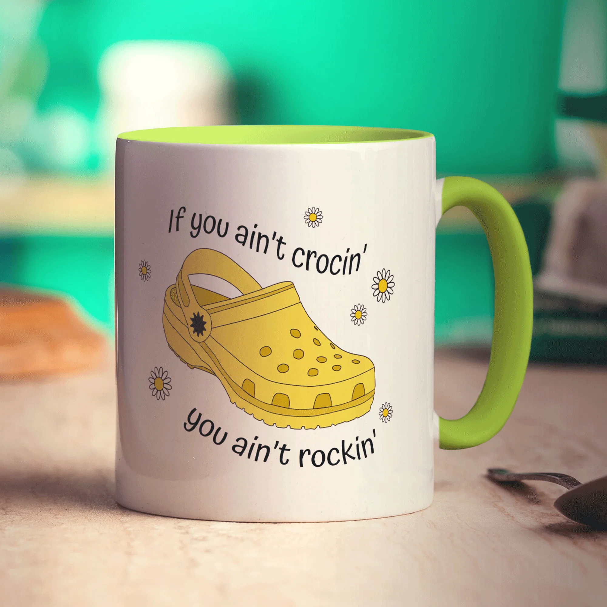 If You Ain't Crocin' You Ain't Rockin' Yellow Croc Mug - Image 7