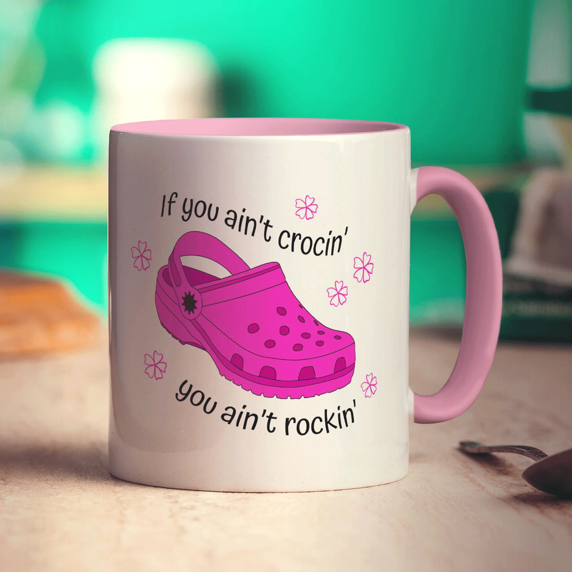 If You Ain't Crocin' You Ain't Rockin' Pink Croc Mug - Image 9