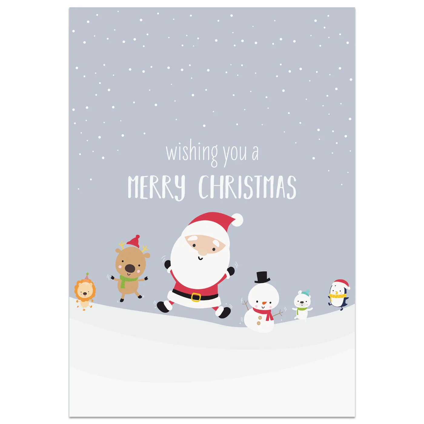 Jumping Santa and Friends Christmas Card