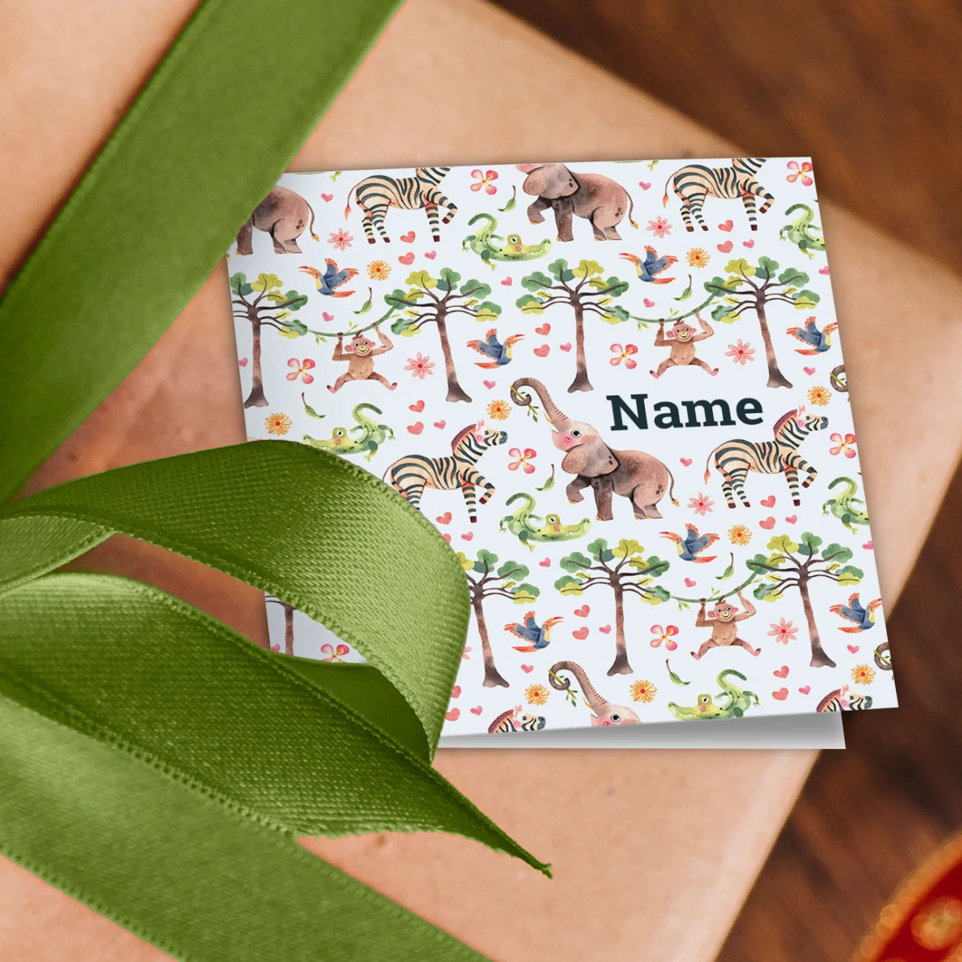 Jungle Animals Name Wrapping Paper - Image 2
