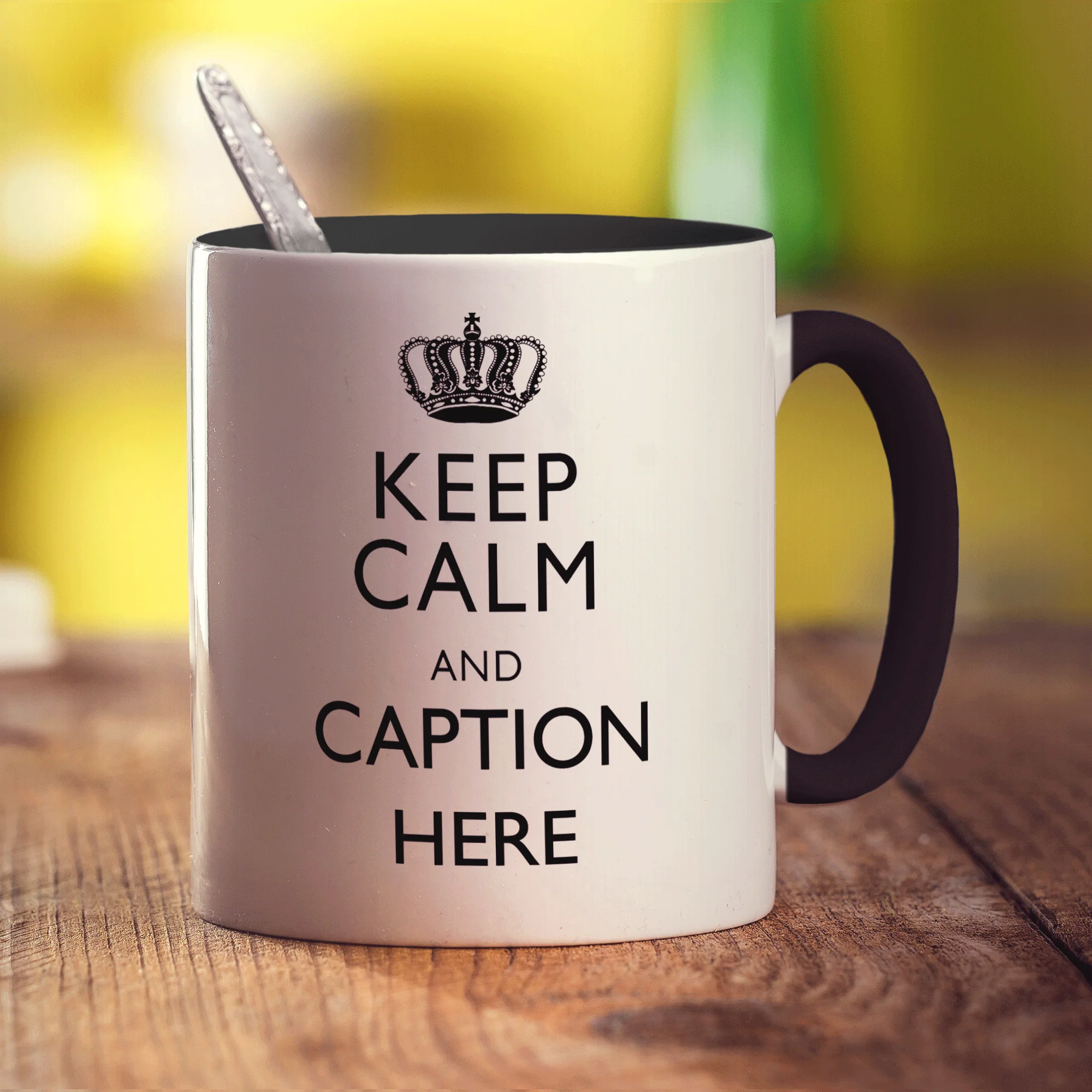 Keep Calm and "Any Caption" Mug - Black - Image 12