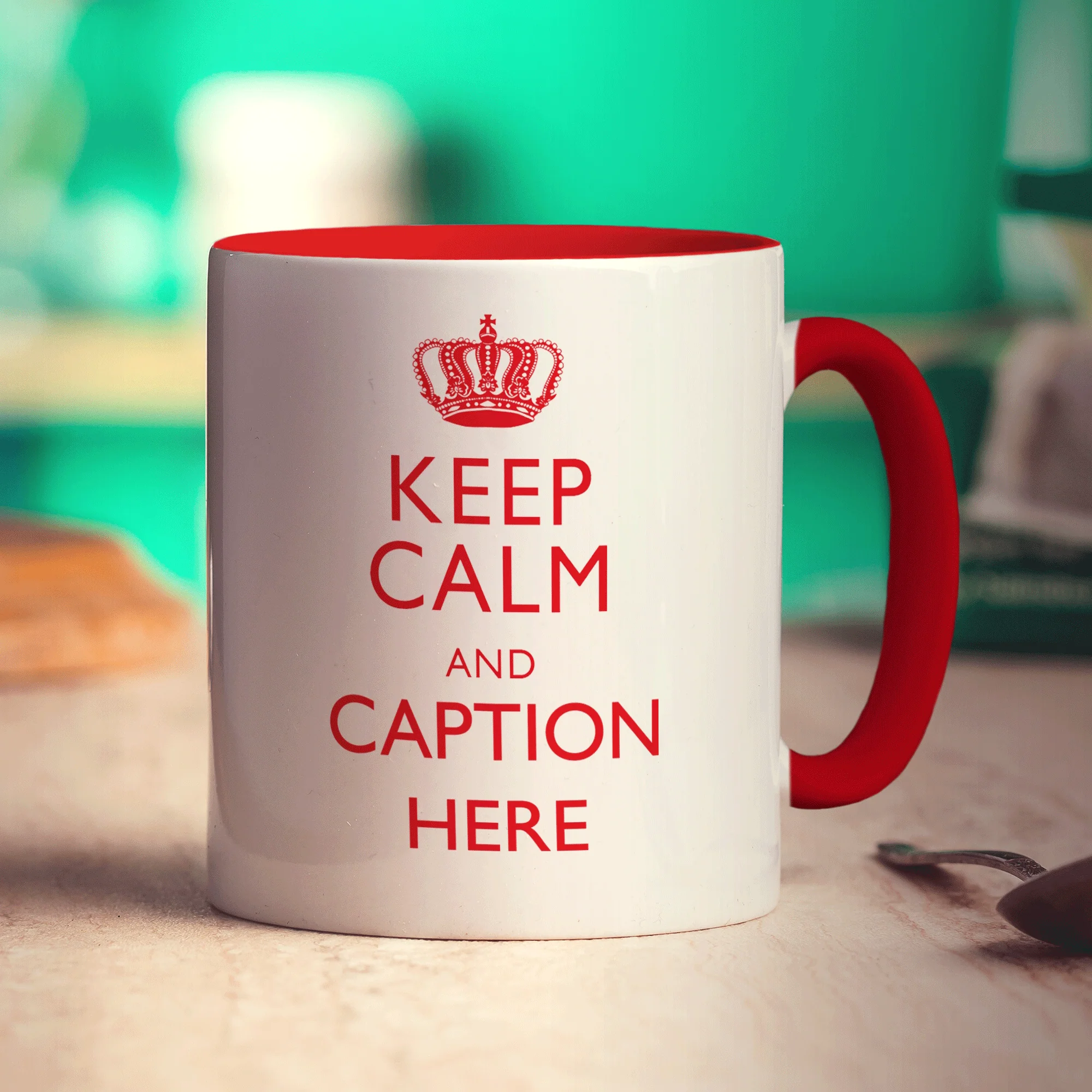 Keep Calm and "Any Caption" Mug - Red - Image 9