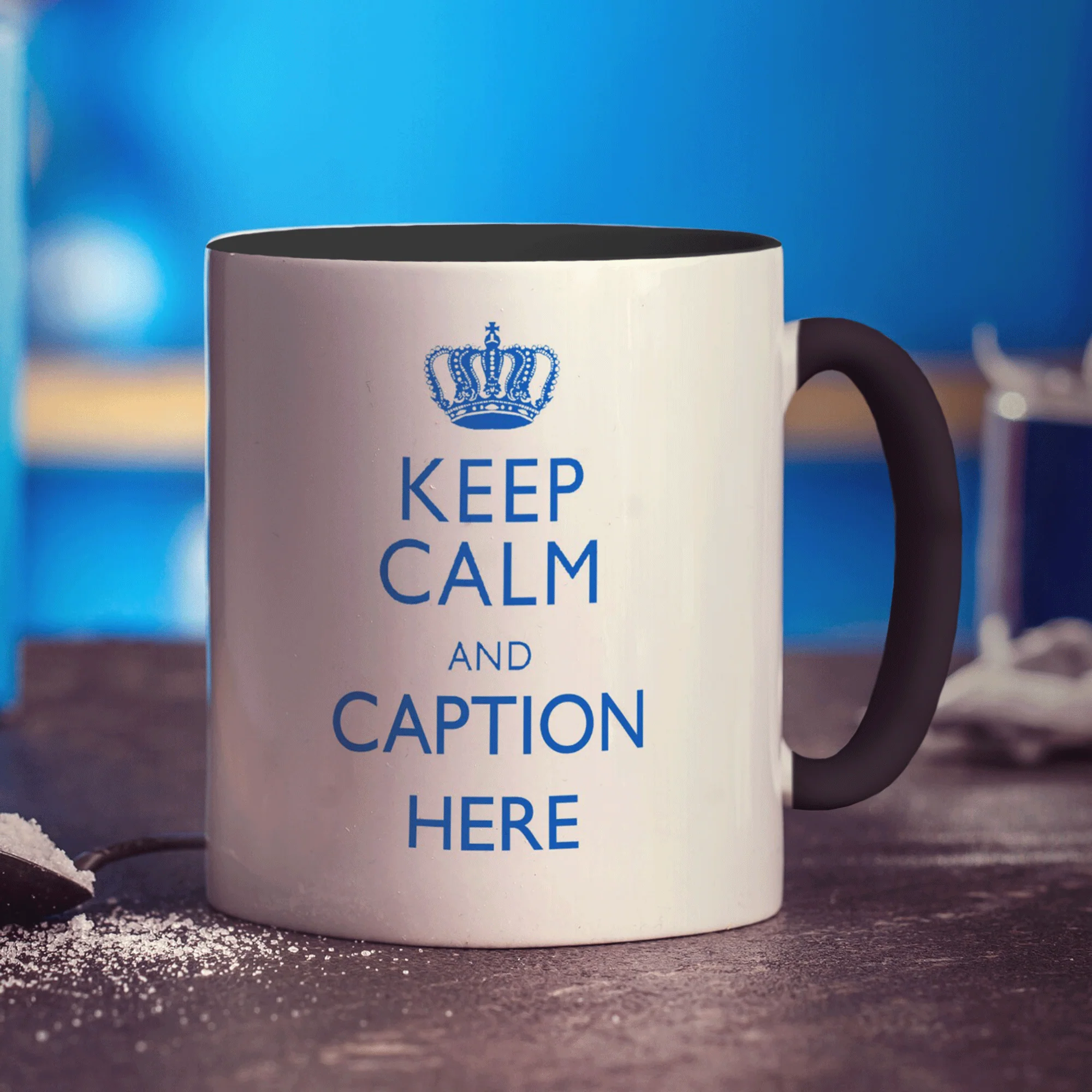 Keep Calm and "Any Caption" Mug - Blue - Image 10