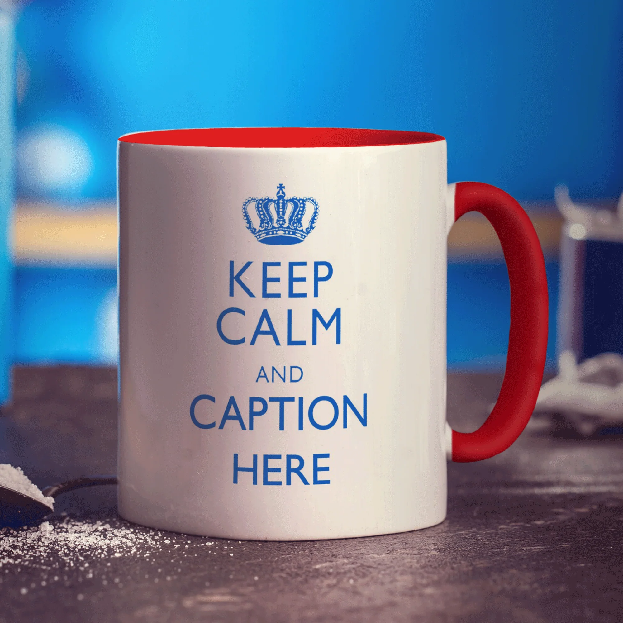 Keep Calm and "Any Caption" Mug - Blue - Image 11