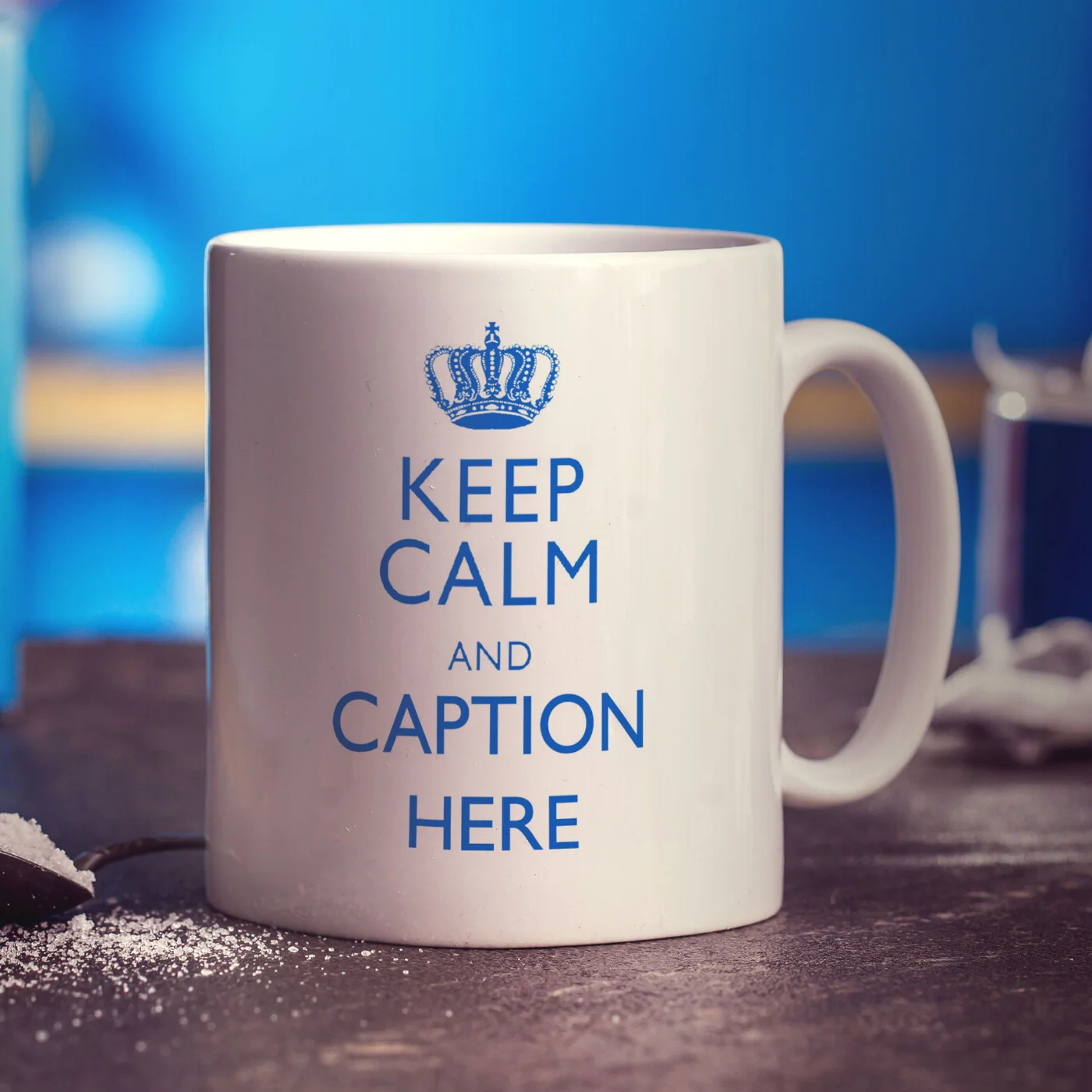 Keep Calm and "Any Caption" Mug - Blue - Image 3