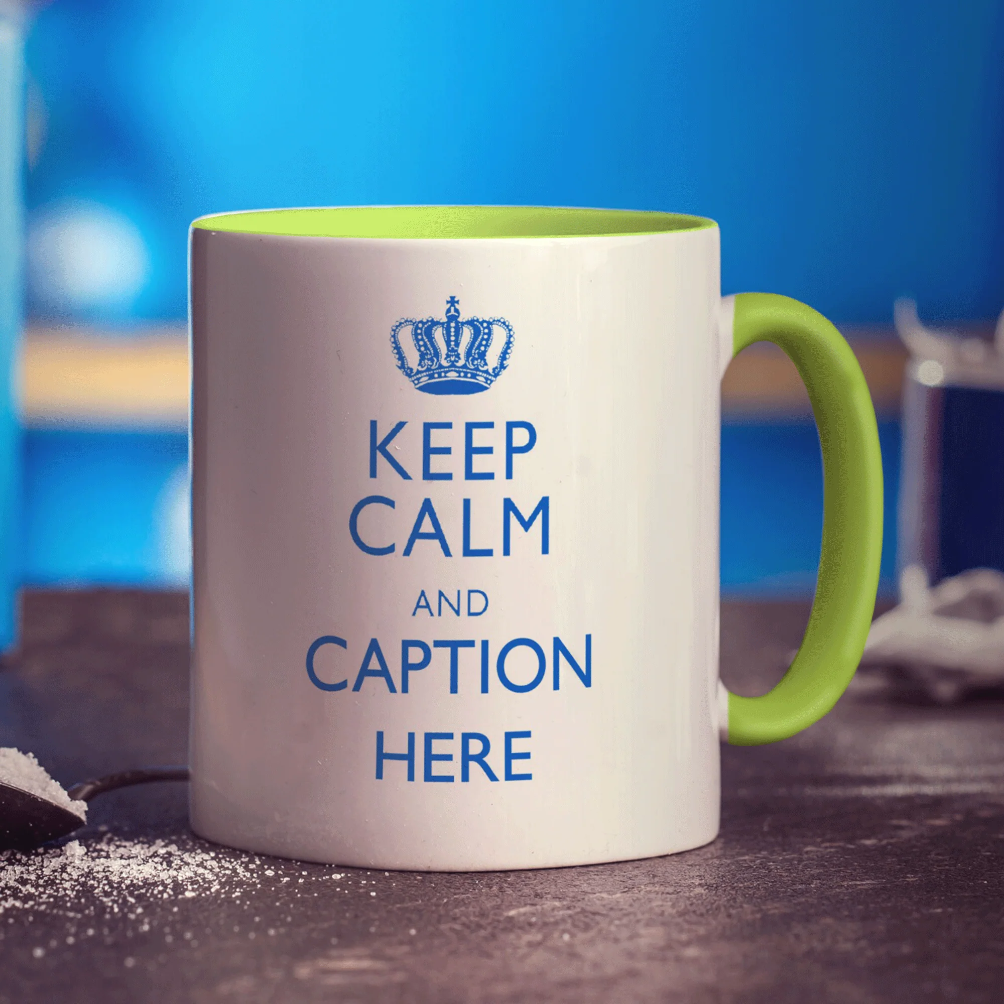 Keep Calm and "Any Caption" Mug - Blue - Image 7