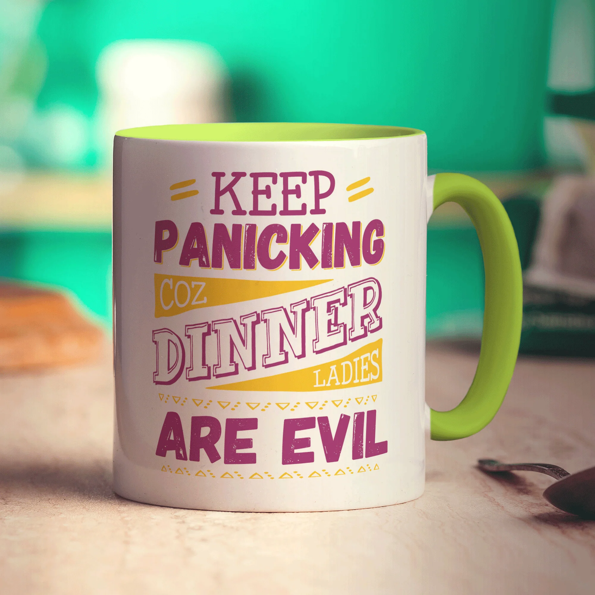 Keep Panicking Coz Dinner Ladies Are Evil Mug - Image 7
