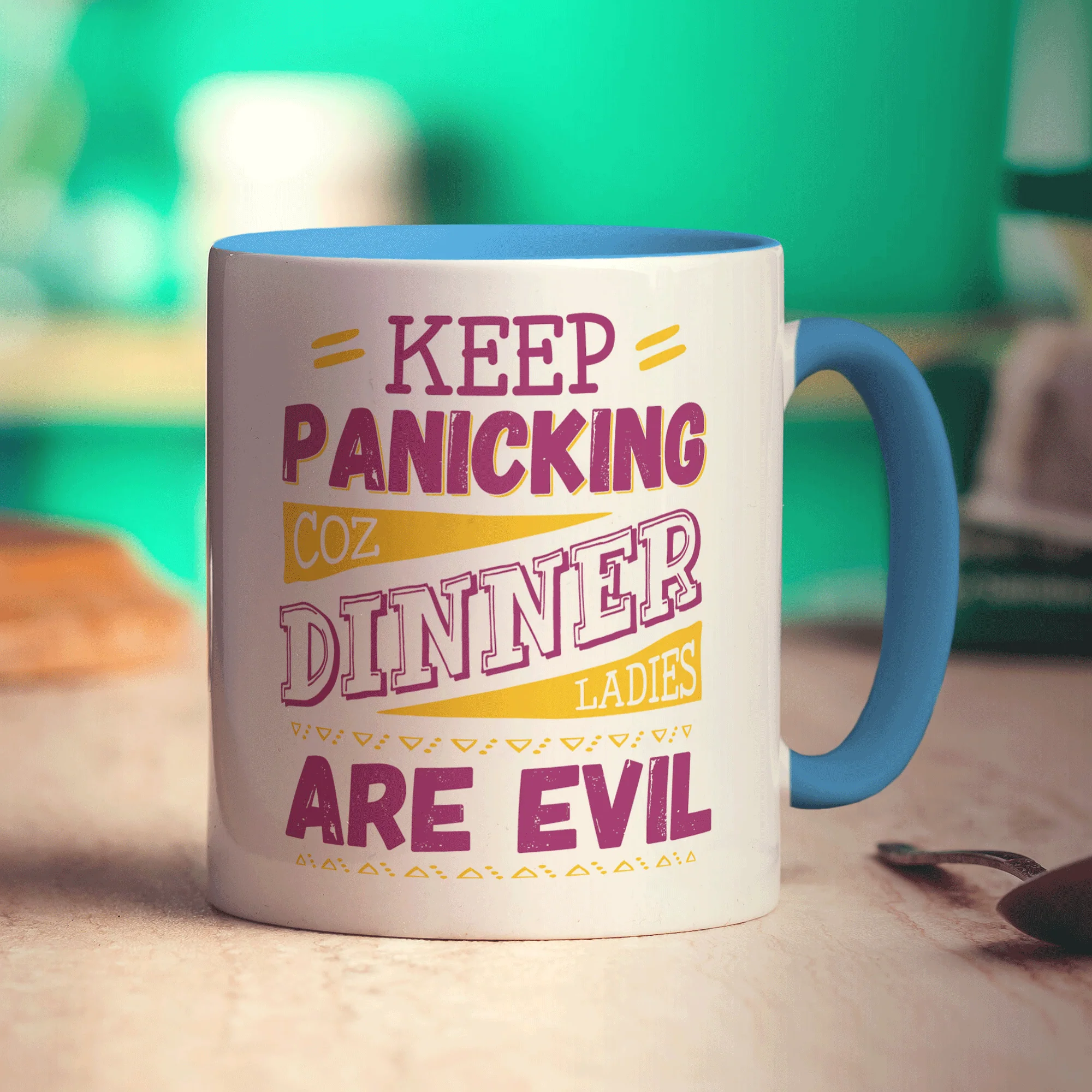 Keep Panicking Coz Dinner Ladies Are Evil Mug - Image 8