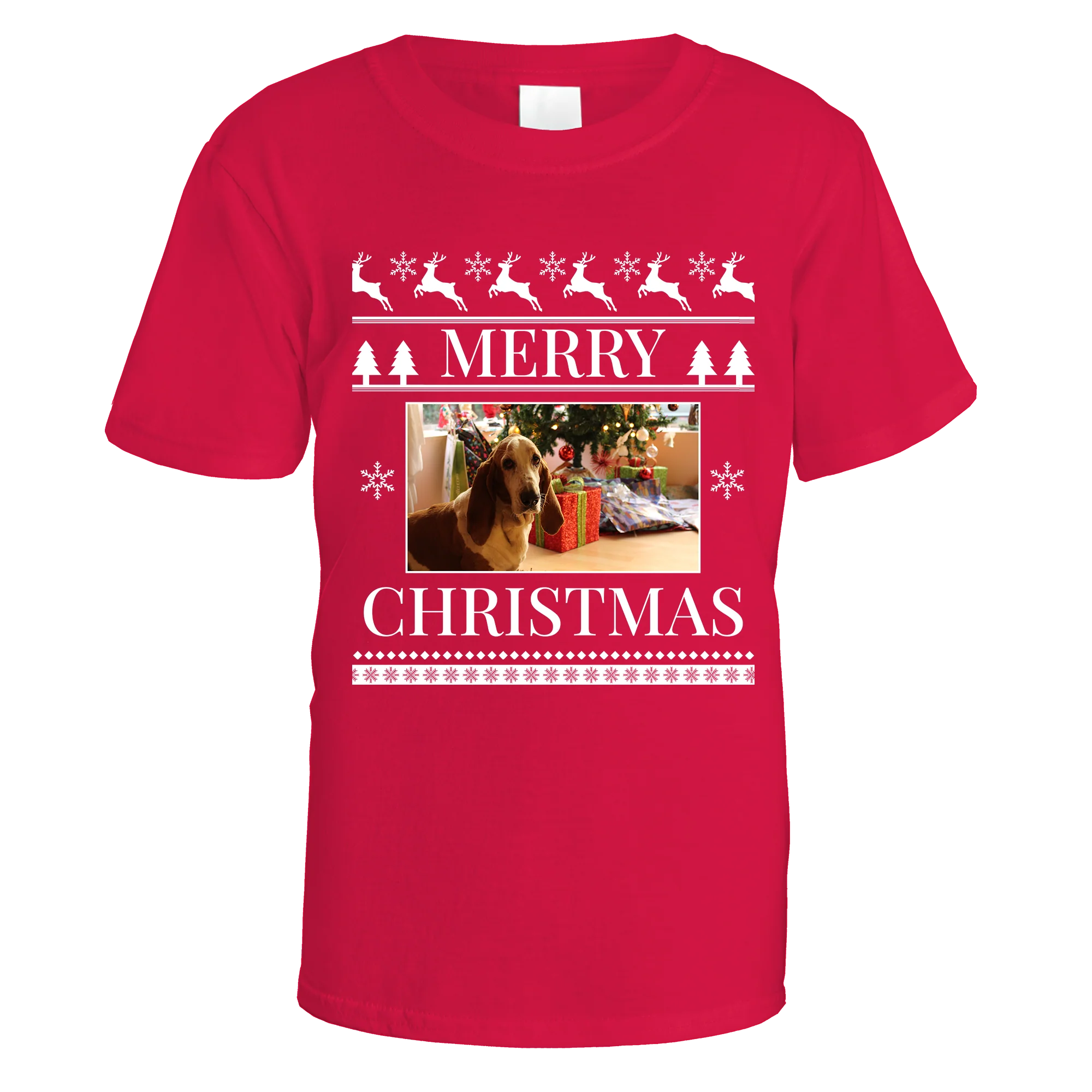Merry Christmas Photo Patterned Personalised T-Shirt - Image 3