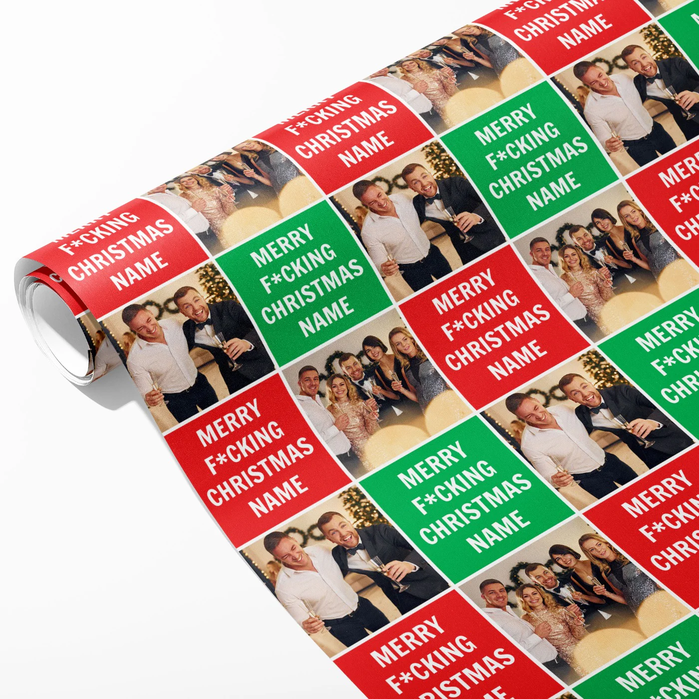 Merry F*cking Christmas Photo and Name Wrapping Paper - Image 2