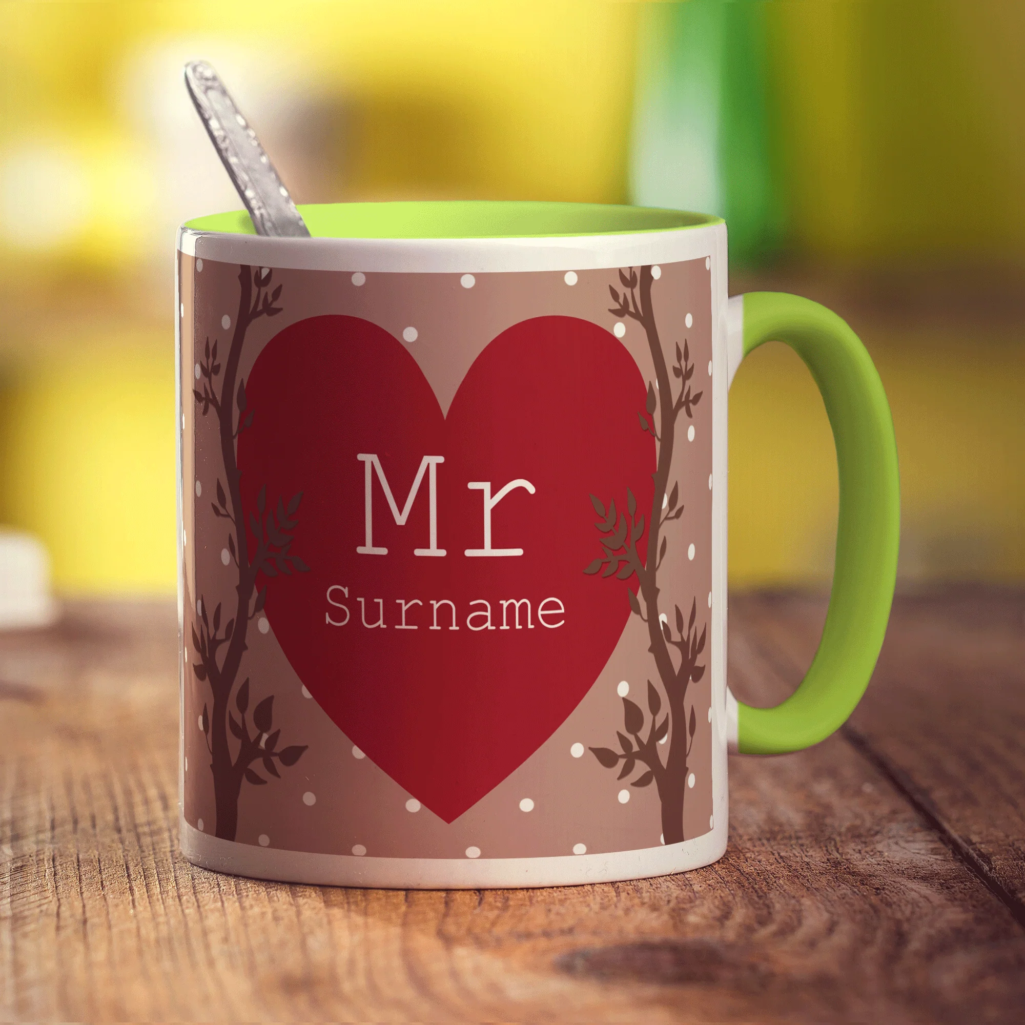 Mr Alpine Heart Name Mug - Image 5