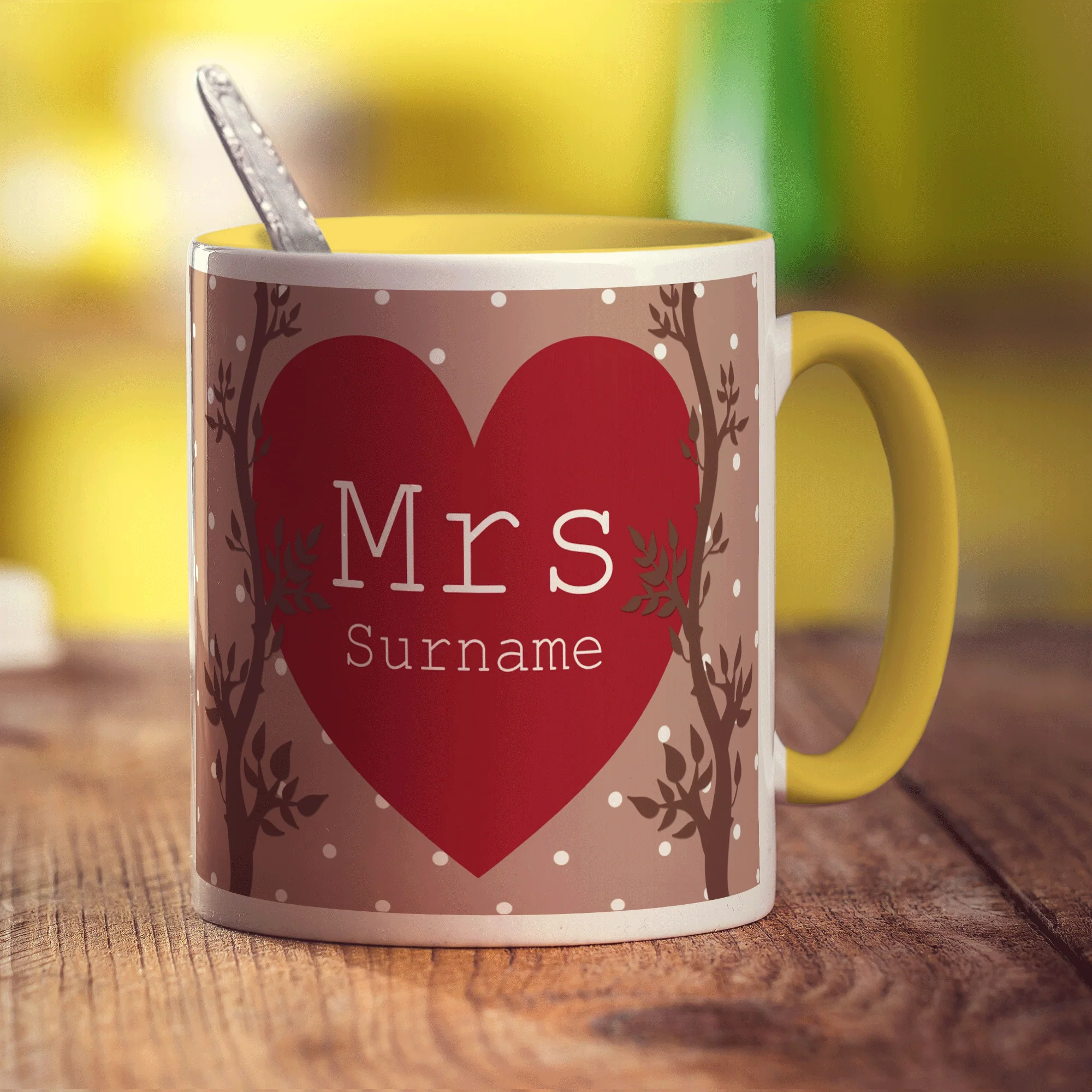 Mrs Alpine Heart Name Mug - Image 3