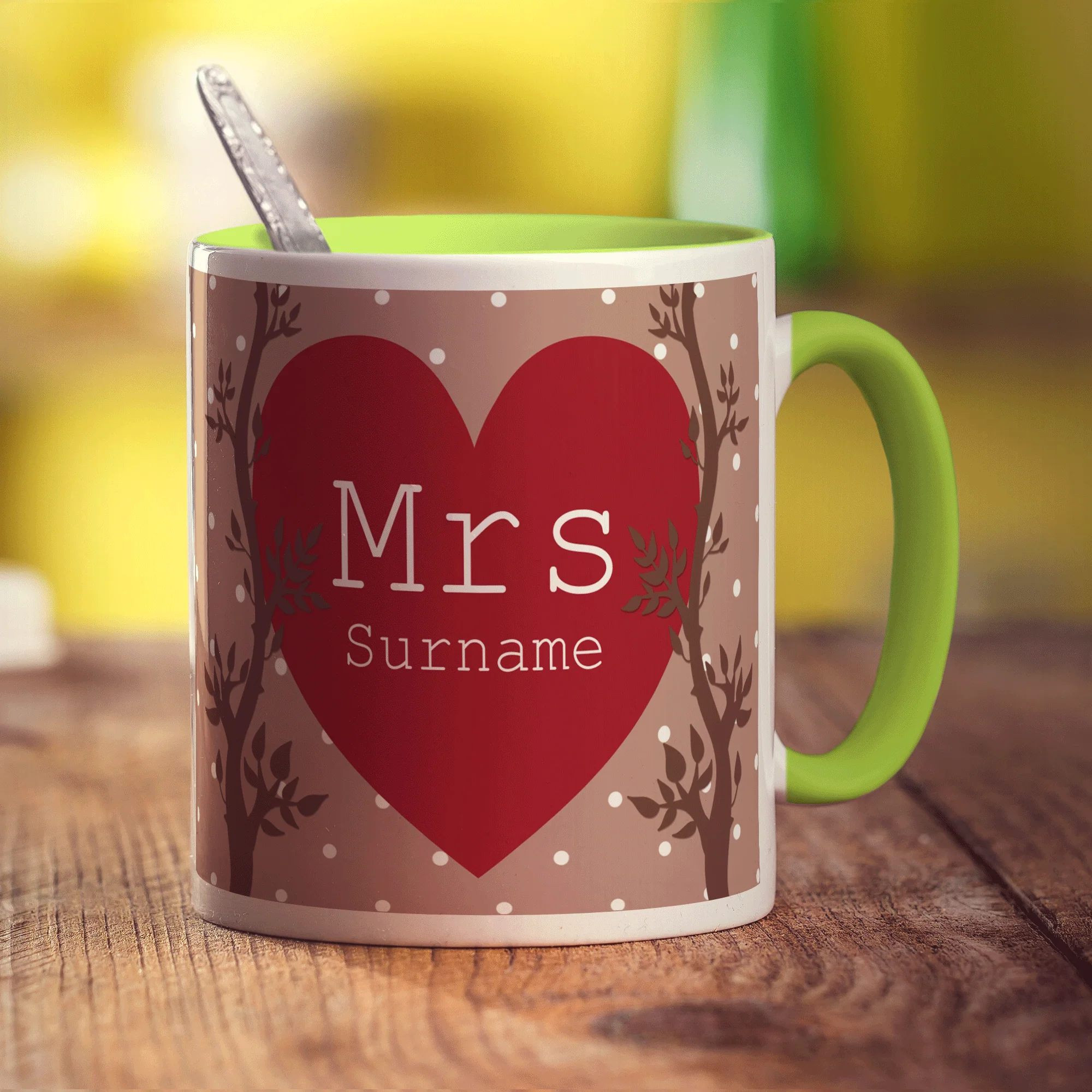 Mrs Alpine Heart Name Mug - Image 5