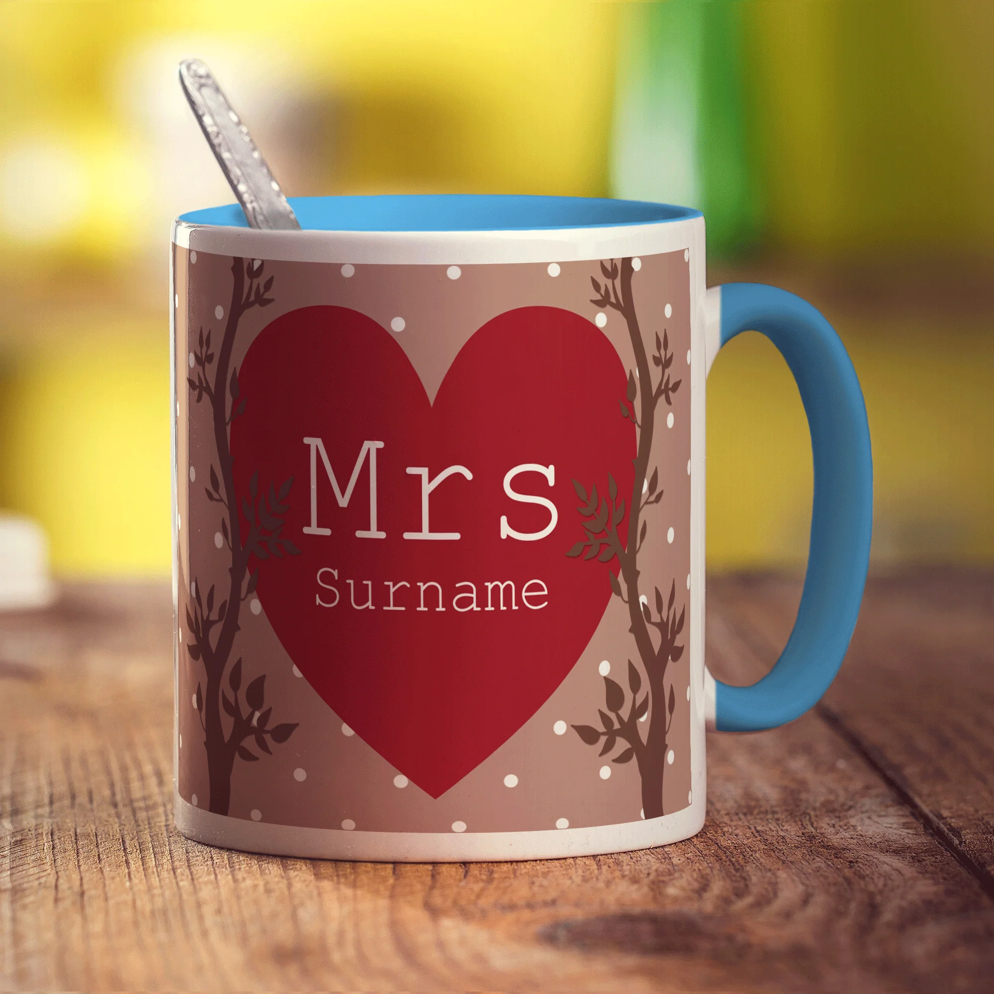 Mrs Alpine Heart Name Mug - Image 6