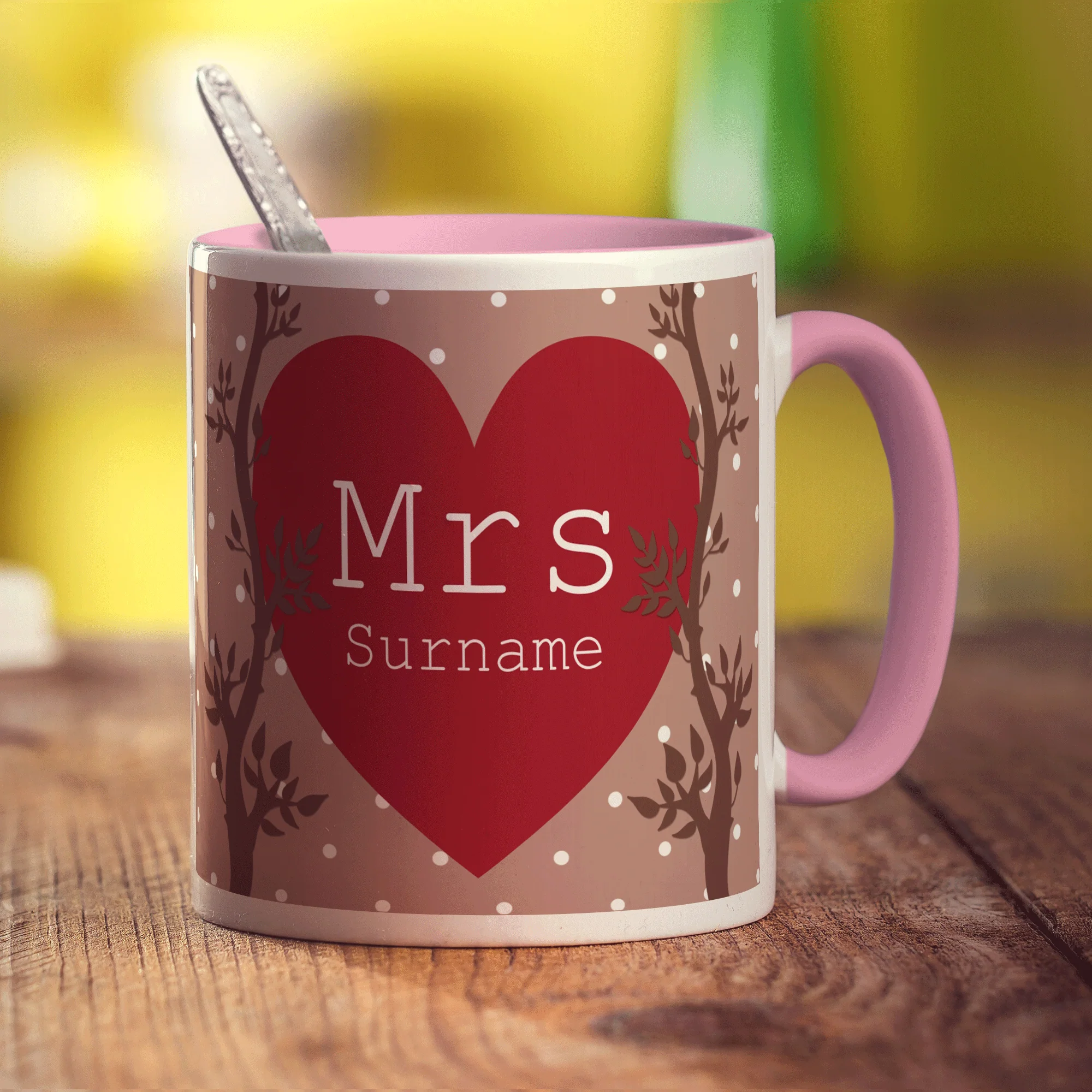 Mrs Alpine Heart Name Mug - Image 7