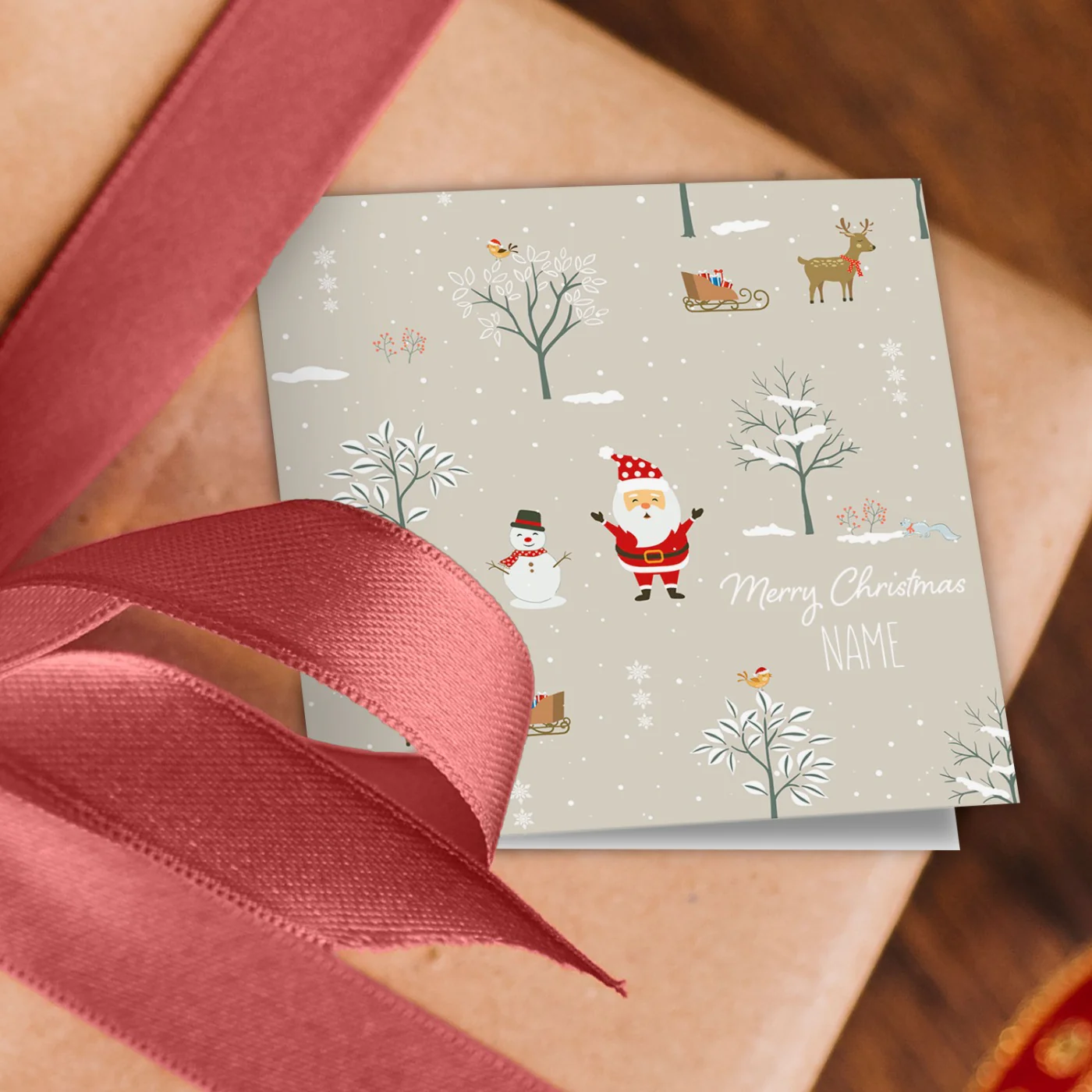 Neutral Christmas Name Wrapping Paper - Image 2