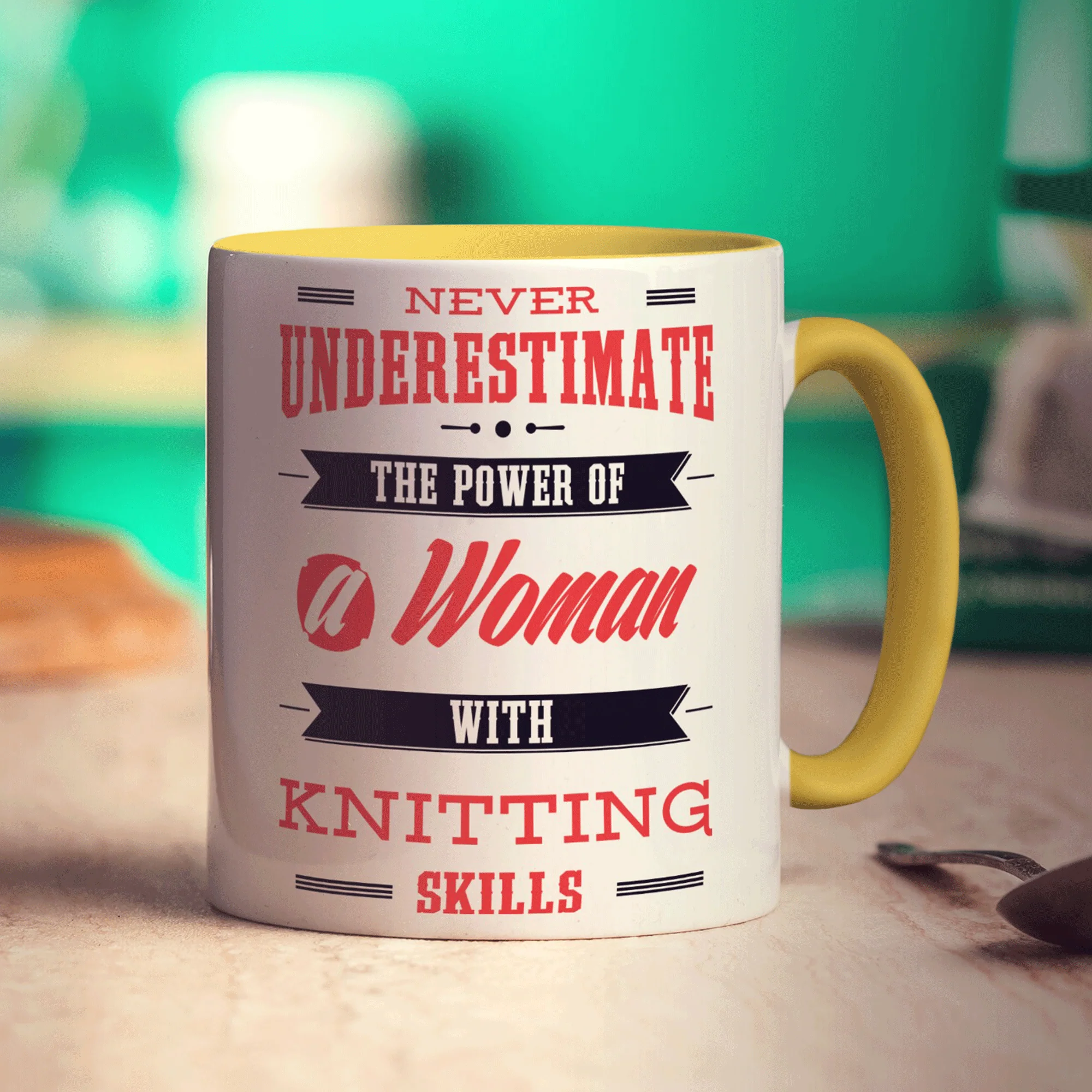 Never Underestimate, A Woman With Knitting Skills Mug - Image 5