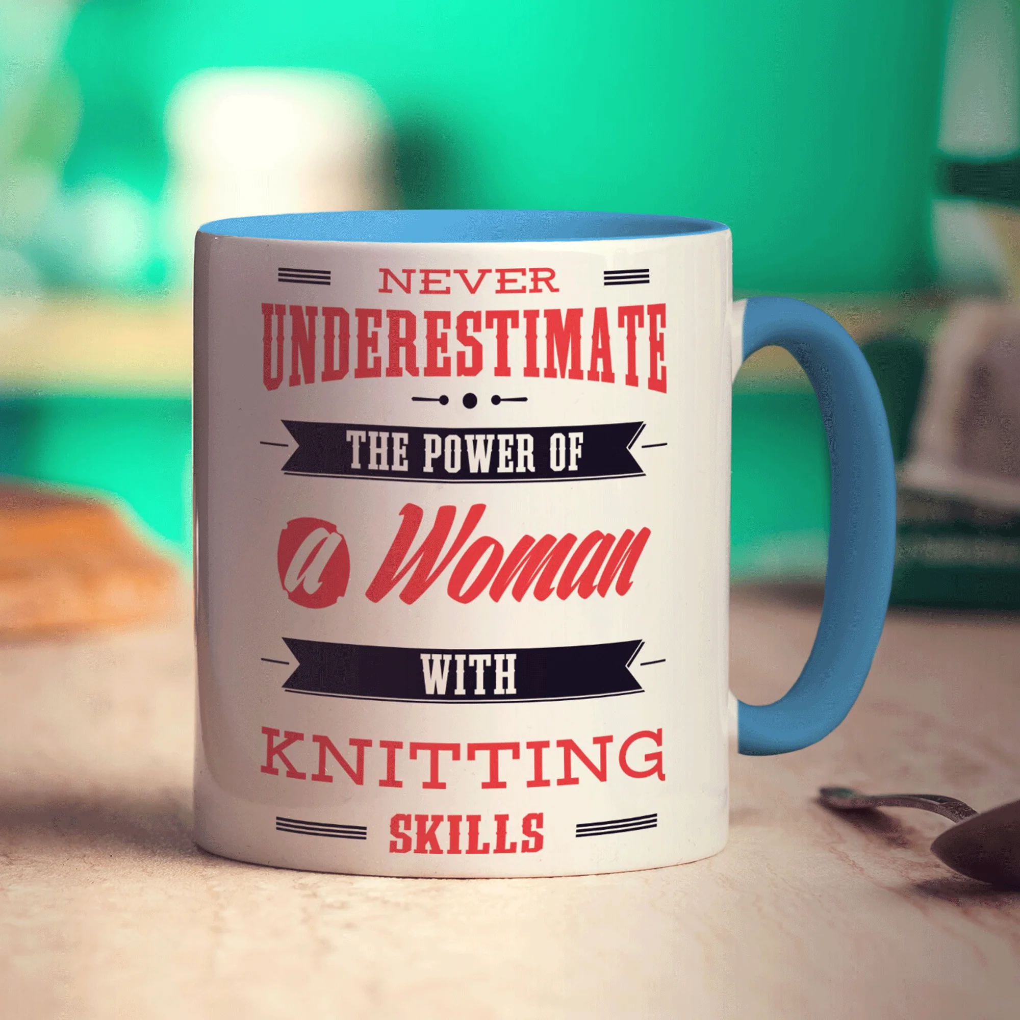 Never Underestimate, A Woman With Knitting Skills Mug - Image 8