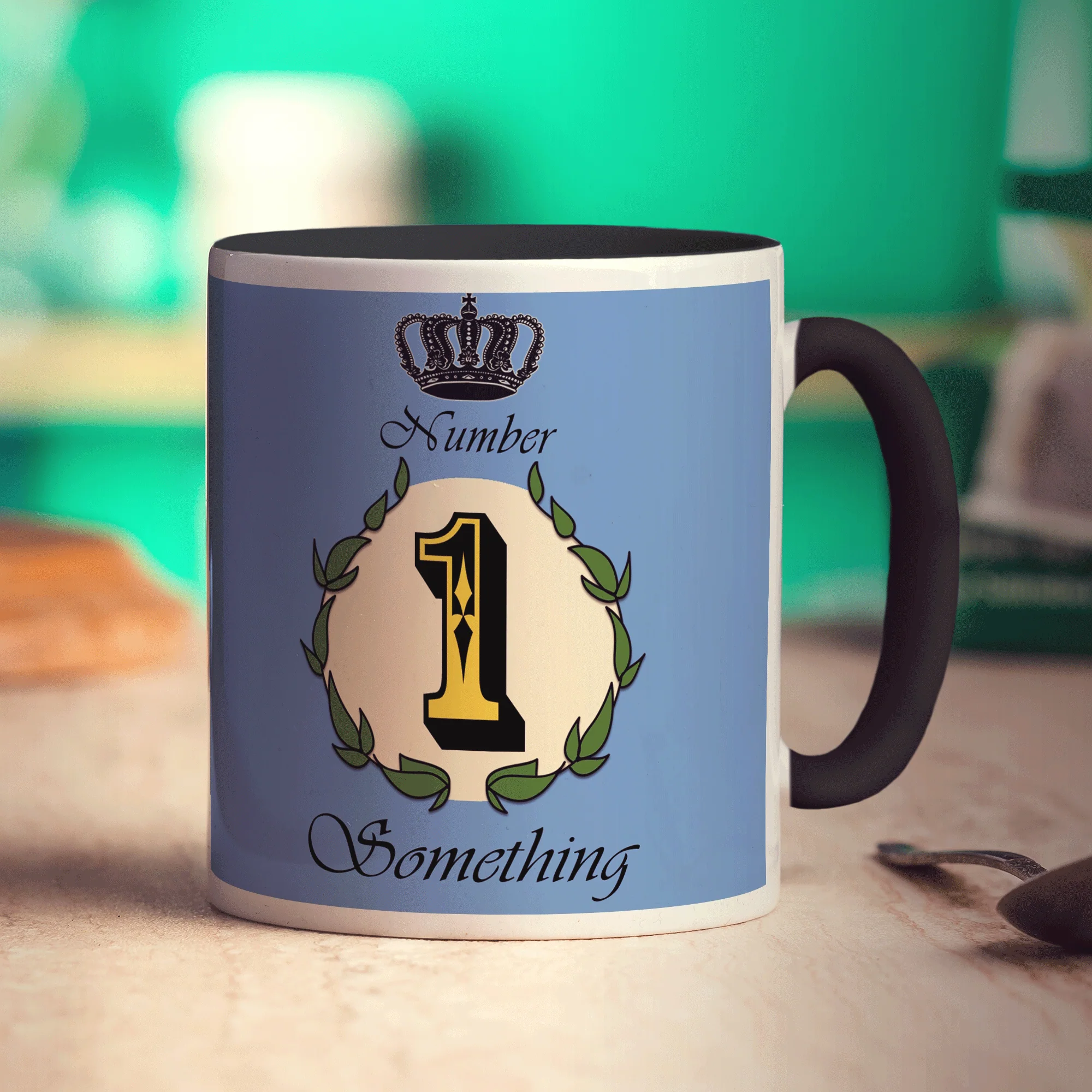 Number 1 Decorative Personalised Mug - Blue - Image 14