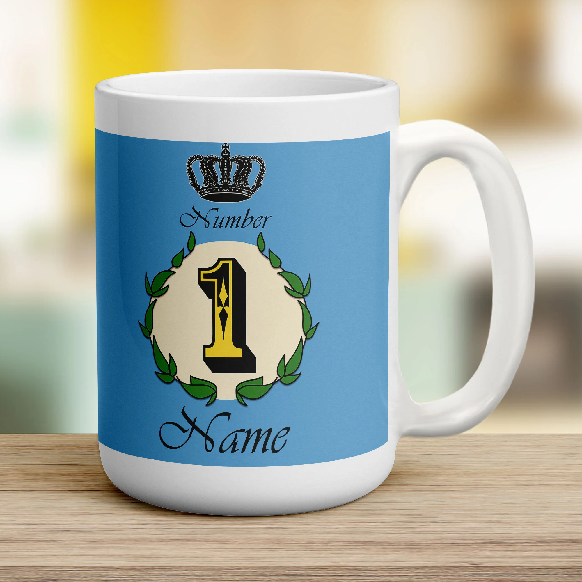 Number 1 Decorative Personalised Mug - Blue - Image 16