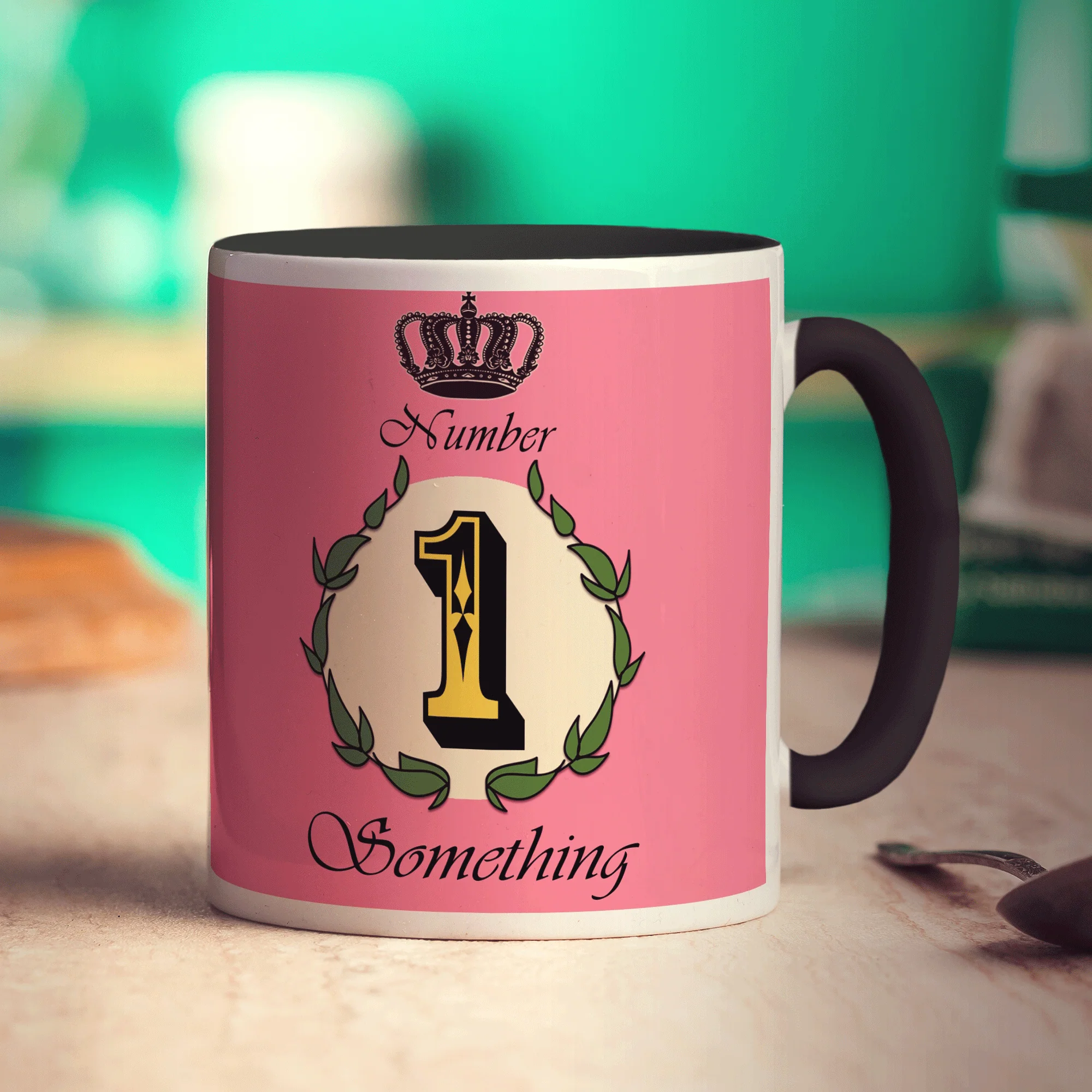 Number 1 Decorative Personalised Mug - Pink - Image 10