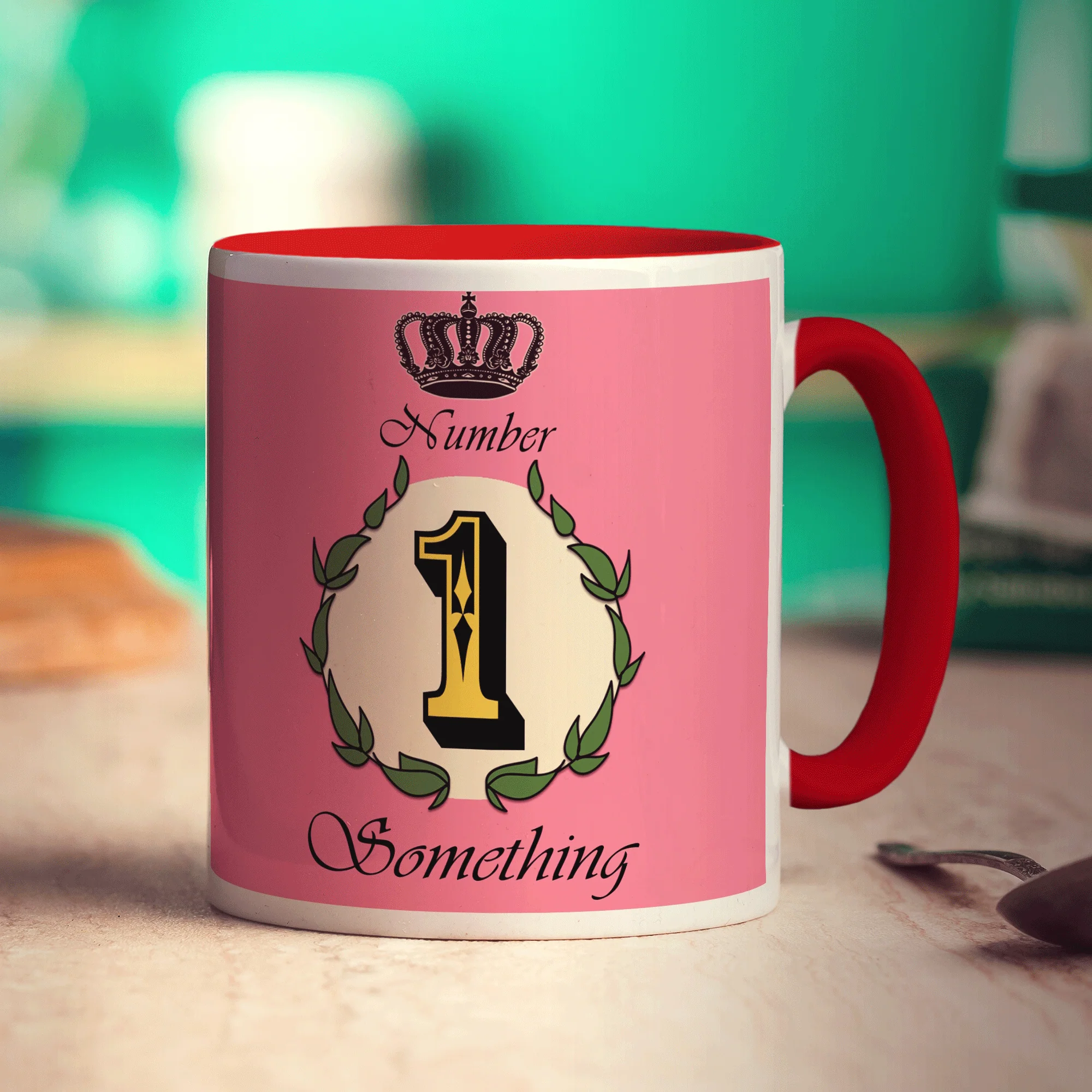 Number 1 Decorative Personalised Mug - Pink - Image 4