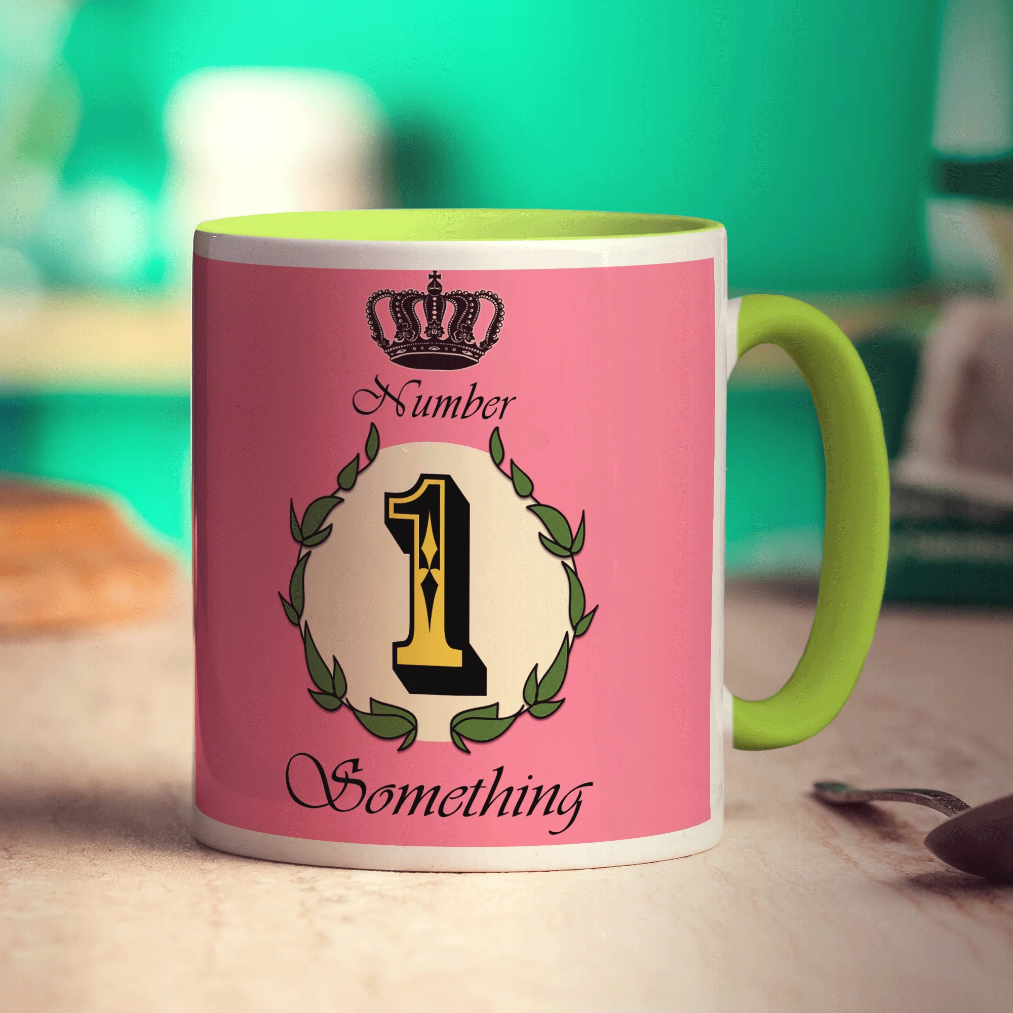 Number 1 Decorative Personalised Mug - Pink - Image 7