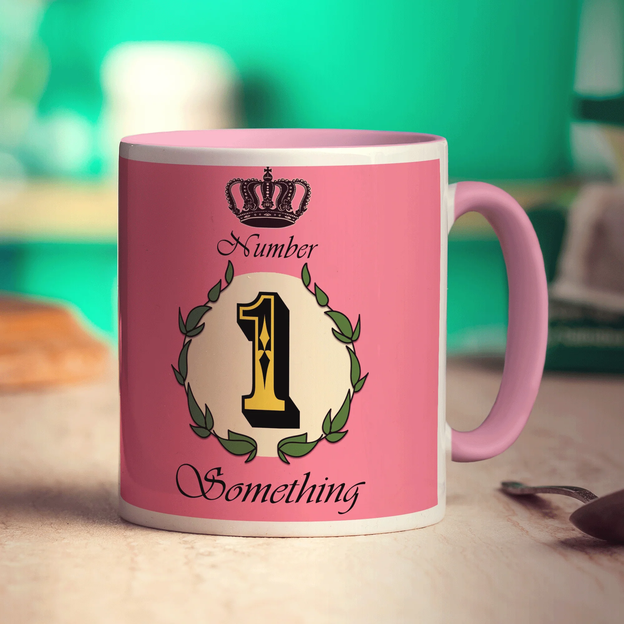 Number 1 Decorative Personalised Mug - Pink - Image 9