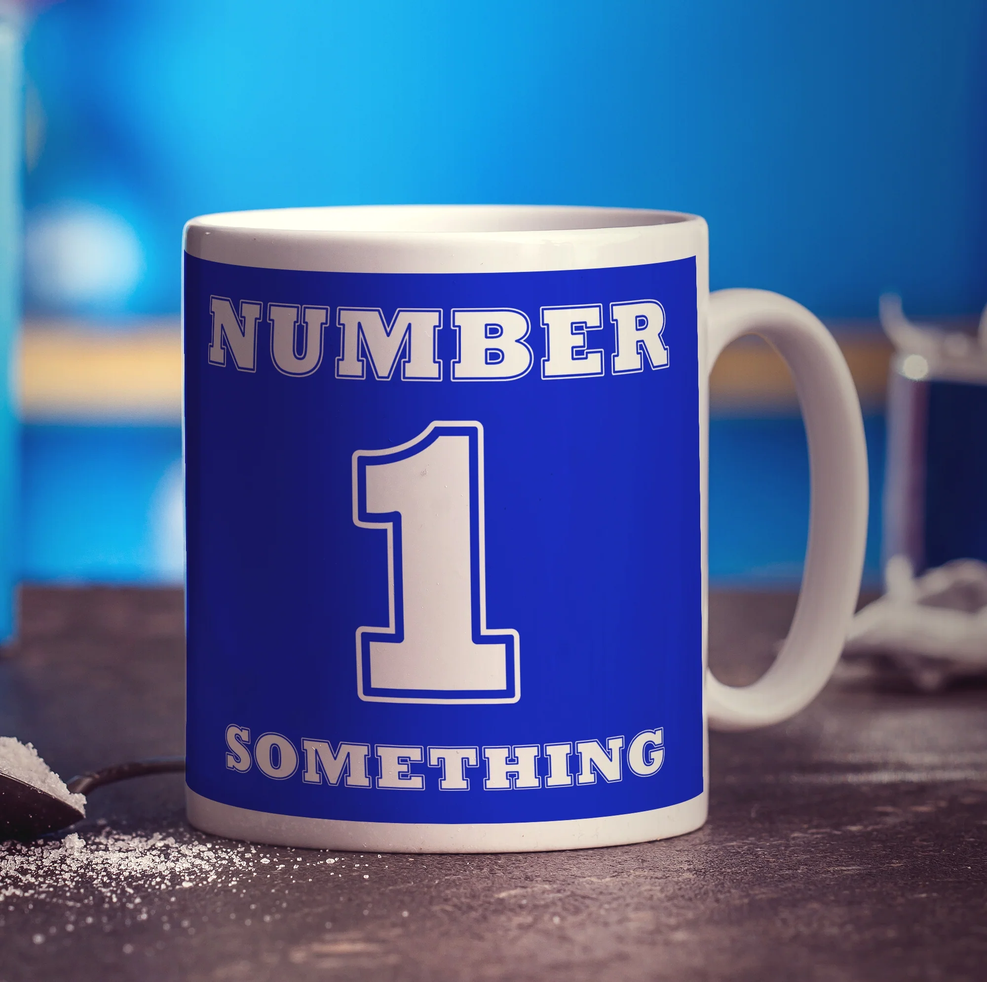Number 1 Personalised Mug - Blue - Image 5