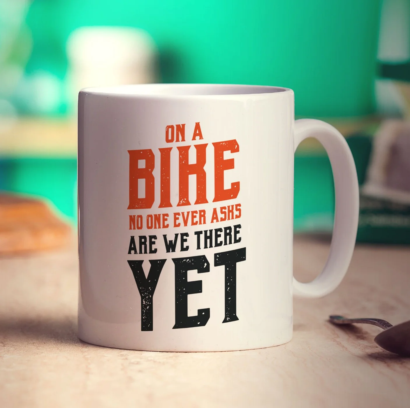 On a Bike No One Ever Asks Are We There Yet Mug - Image 3