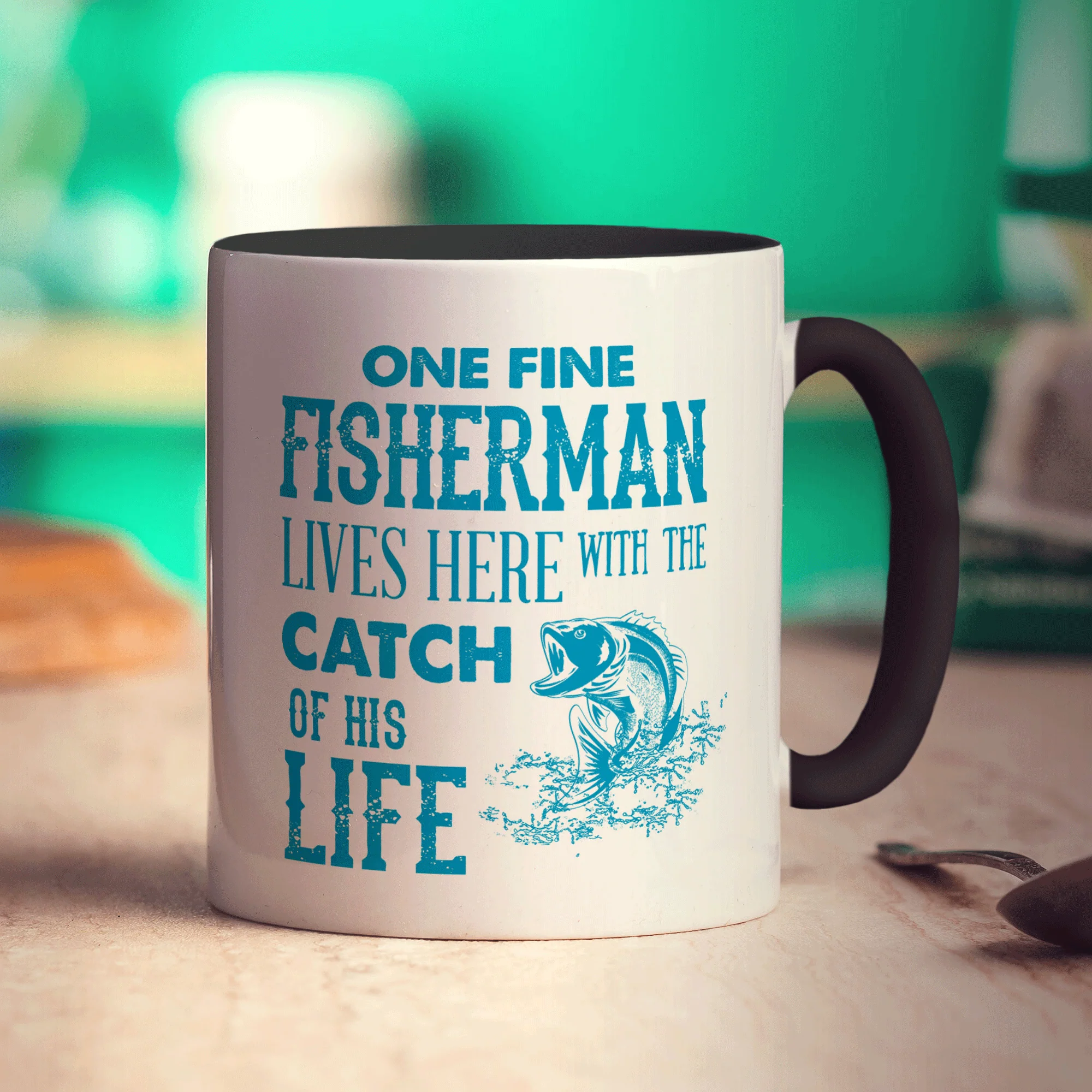 One Fine Fisherman Lives Here With The Catch of His Life Mug - Image 10