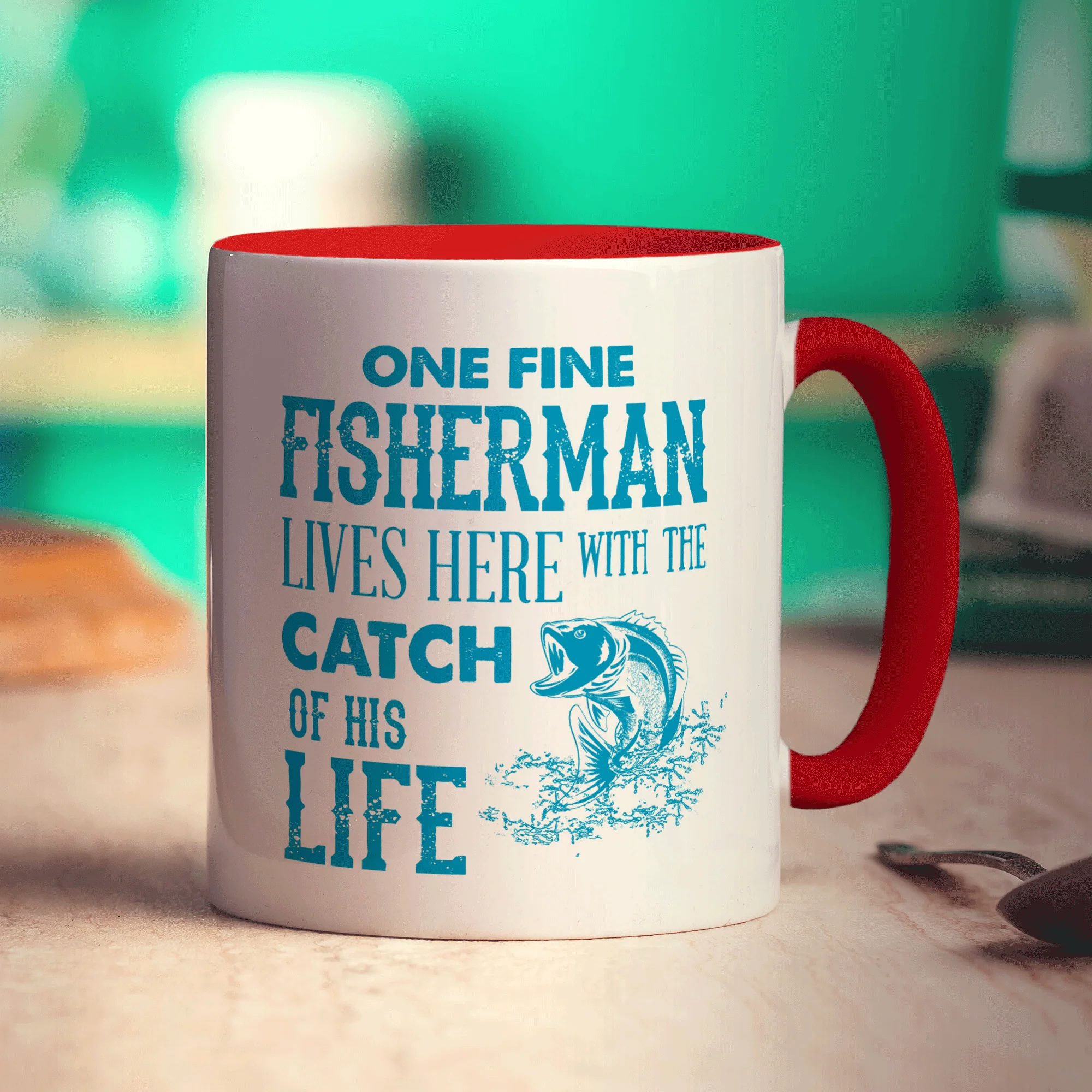 One Fine Fisherman Lives Here With The Catch of His Life Mug - Image 11