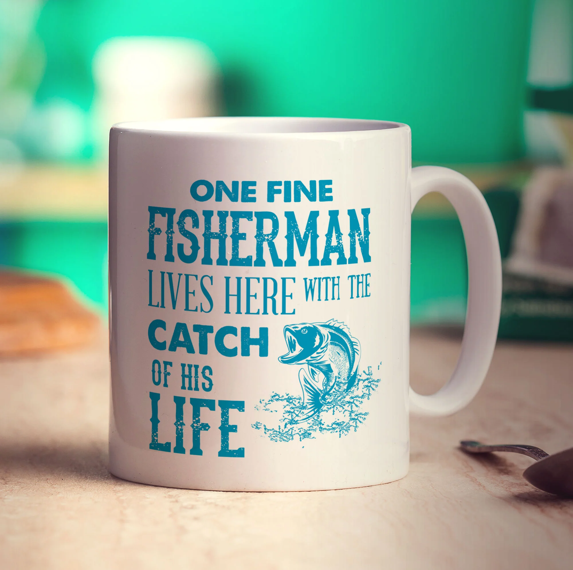 One Fine Fisherman Lives Here With The Catch of His Life Mug - Image 3