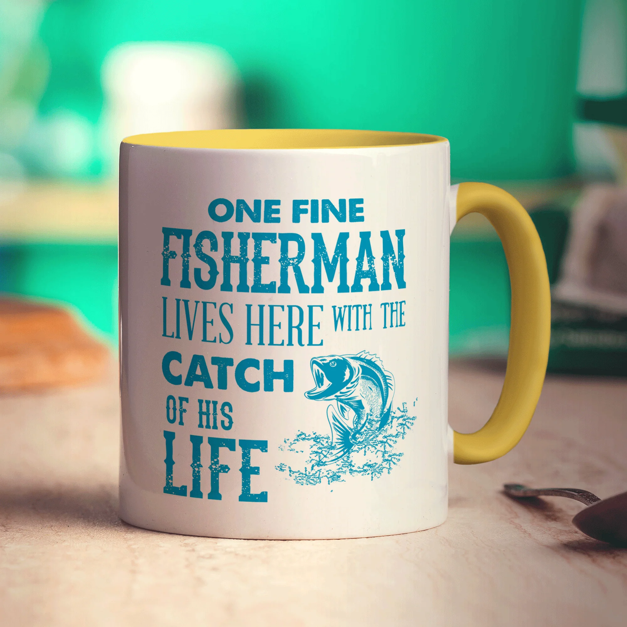 One Fine Fisherman Lives Here With The Catch of His Life Mug - Image 5
