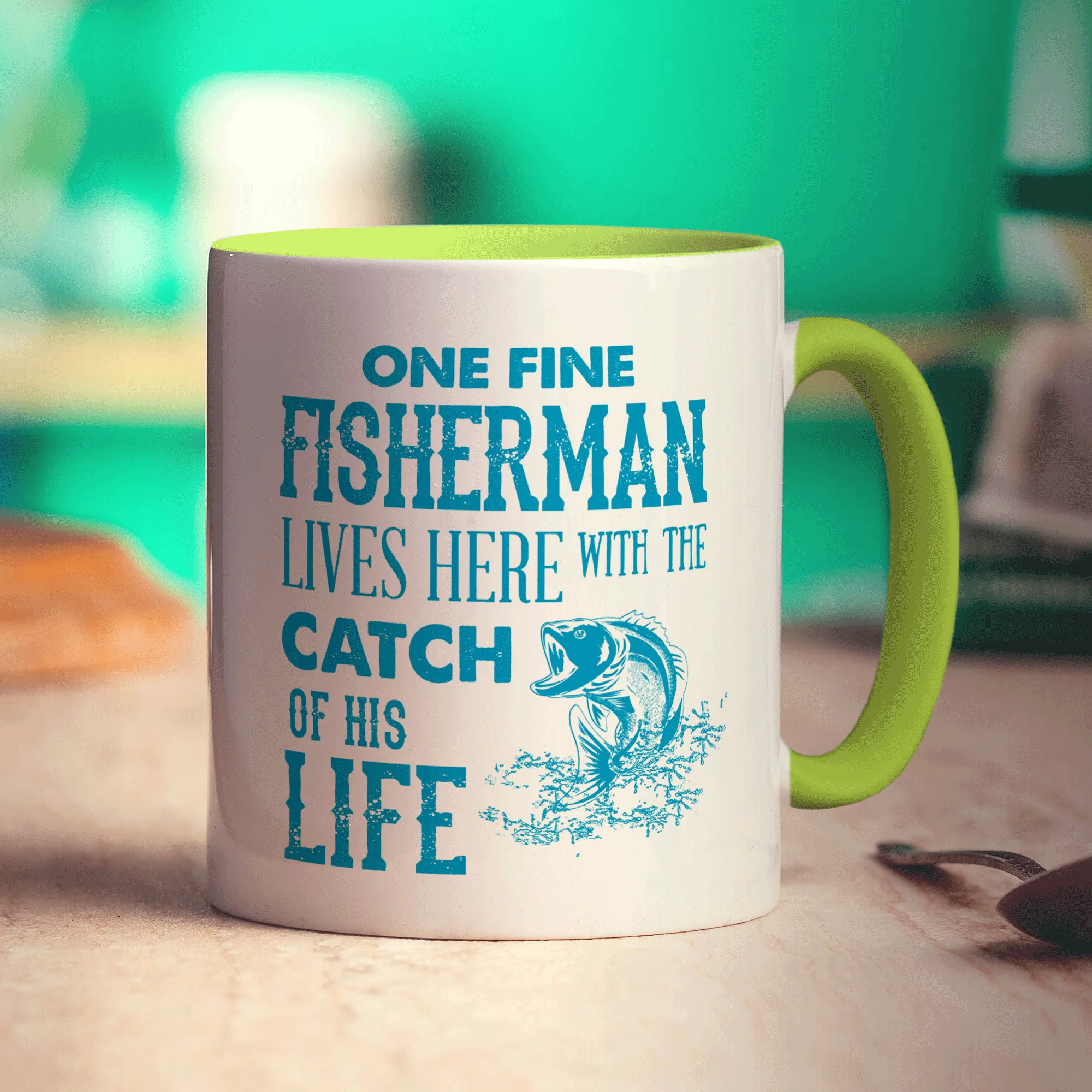 One Fine Fisherman Lives Here With The Catch of His Life Mug - Image 7