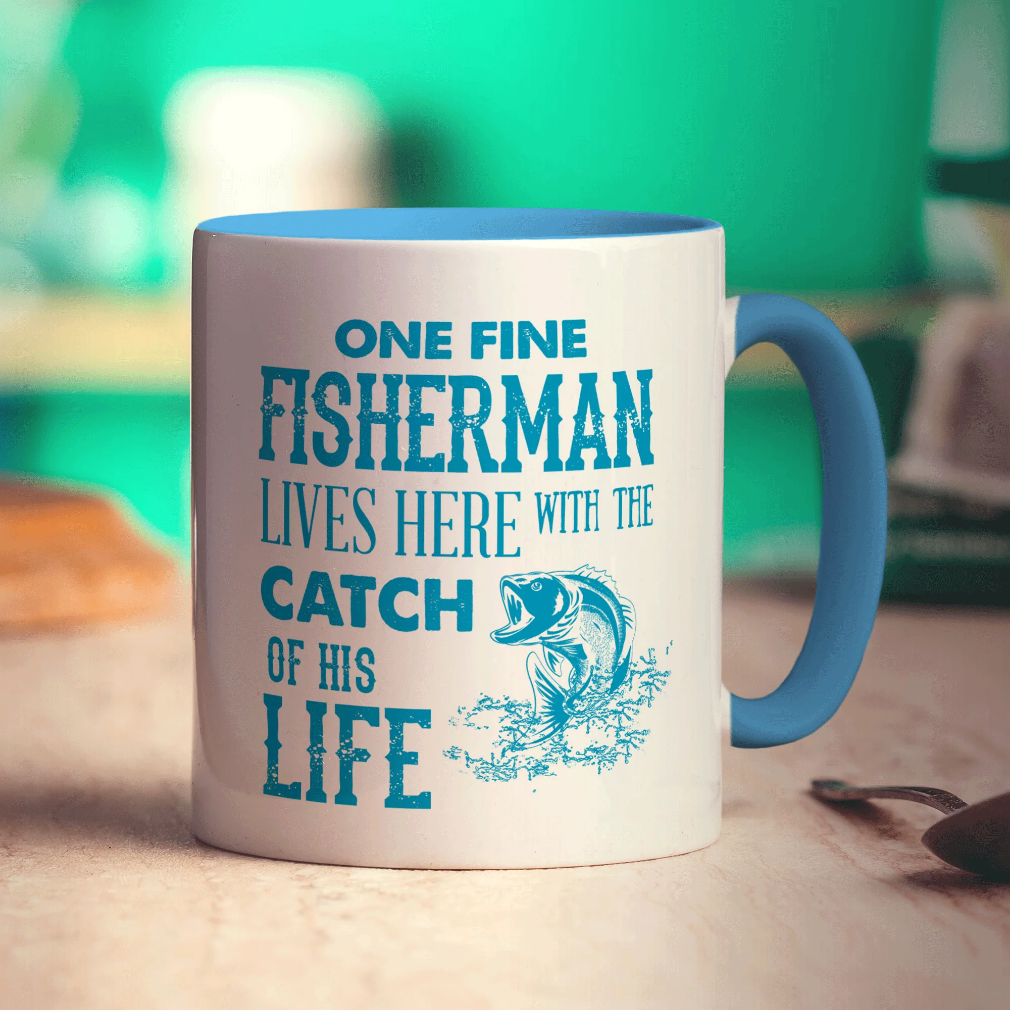 One Fine Fisherman Lives Here With The Catch of His Life Mug - Image 8